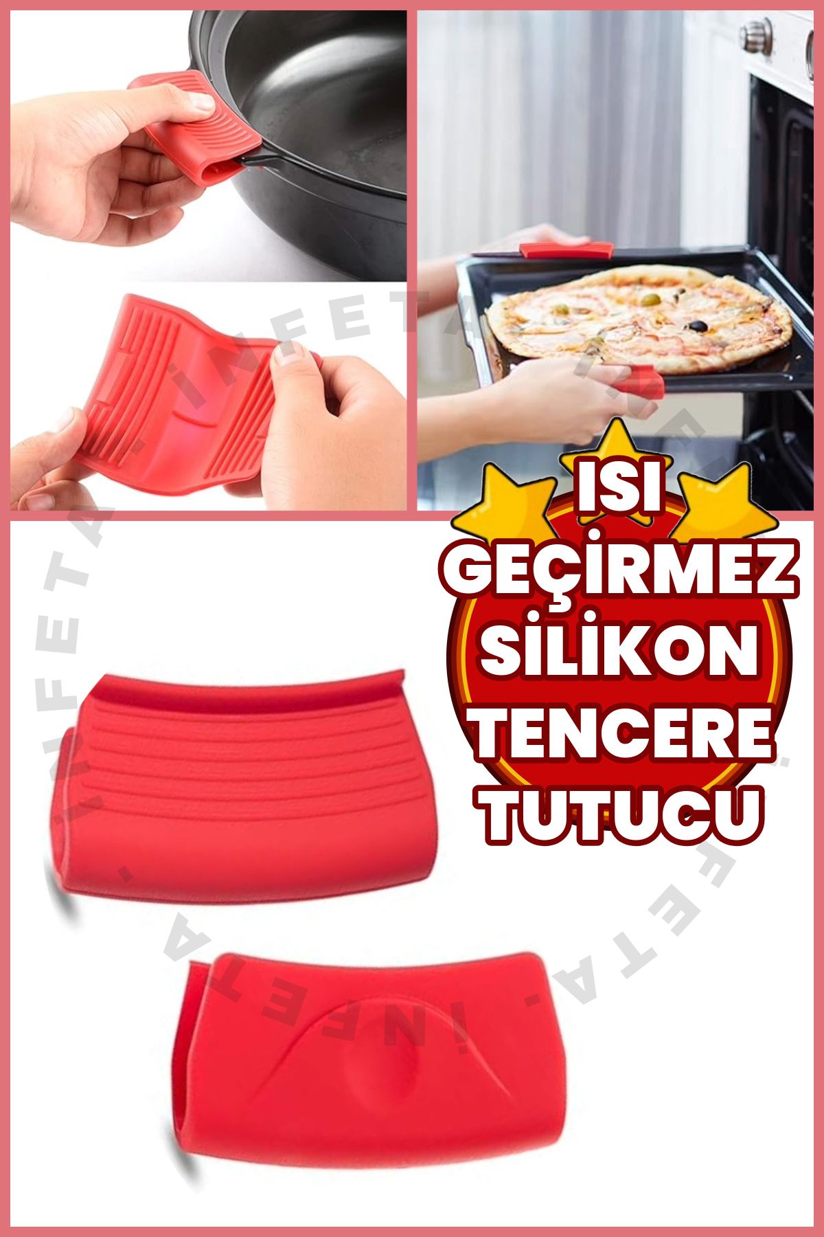 İnfeta Isıya Dayanıklı Silikon Tencere Tava Kulp Kılıfı- Tencere Tutacağı