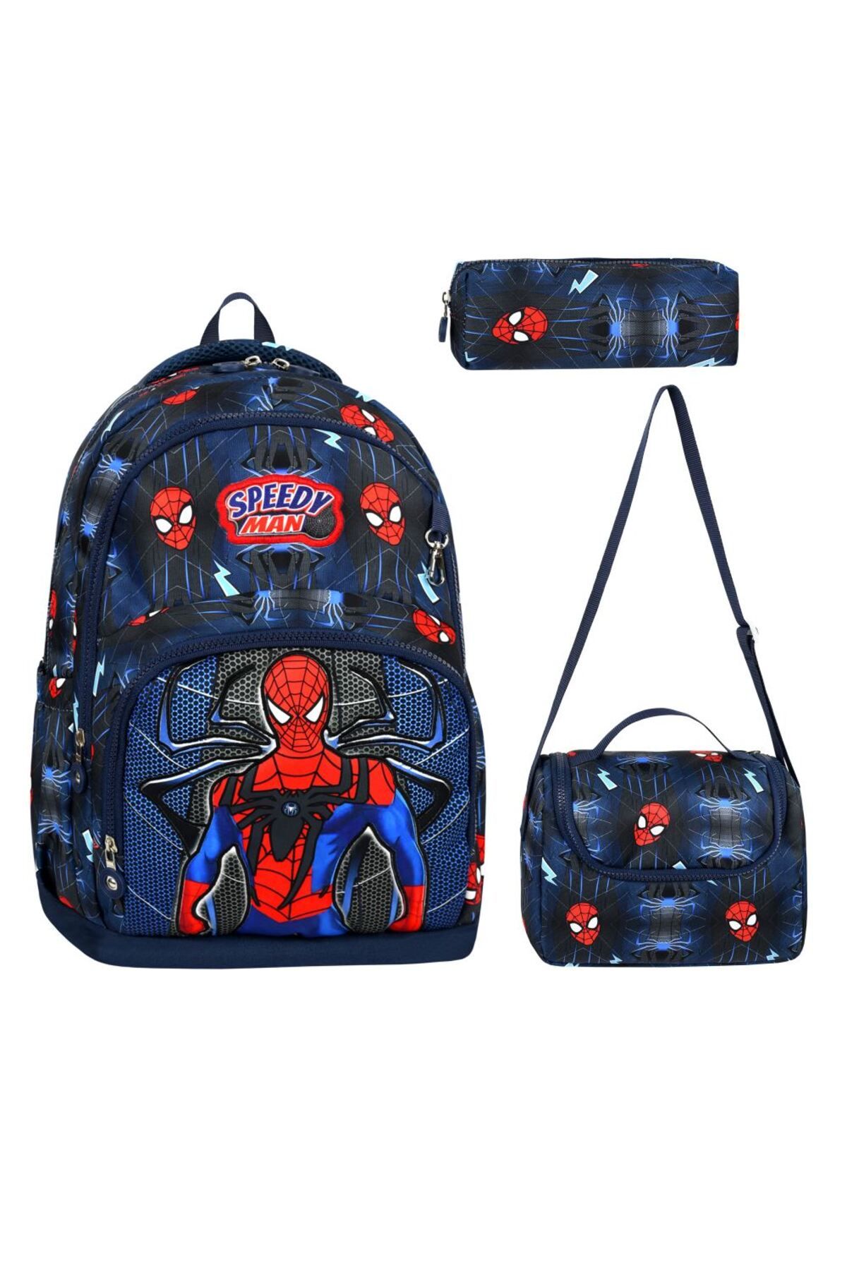 great bags ULTRA LÜKS Üçlü Erkek Çocuk İlkokul Okul Çantası Seti (Çanta + Termal Beslenme +Kalemlik )