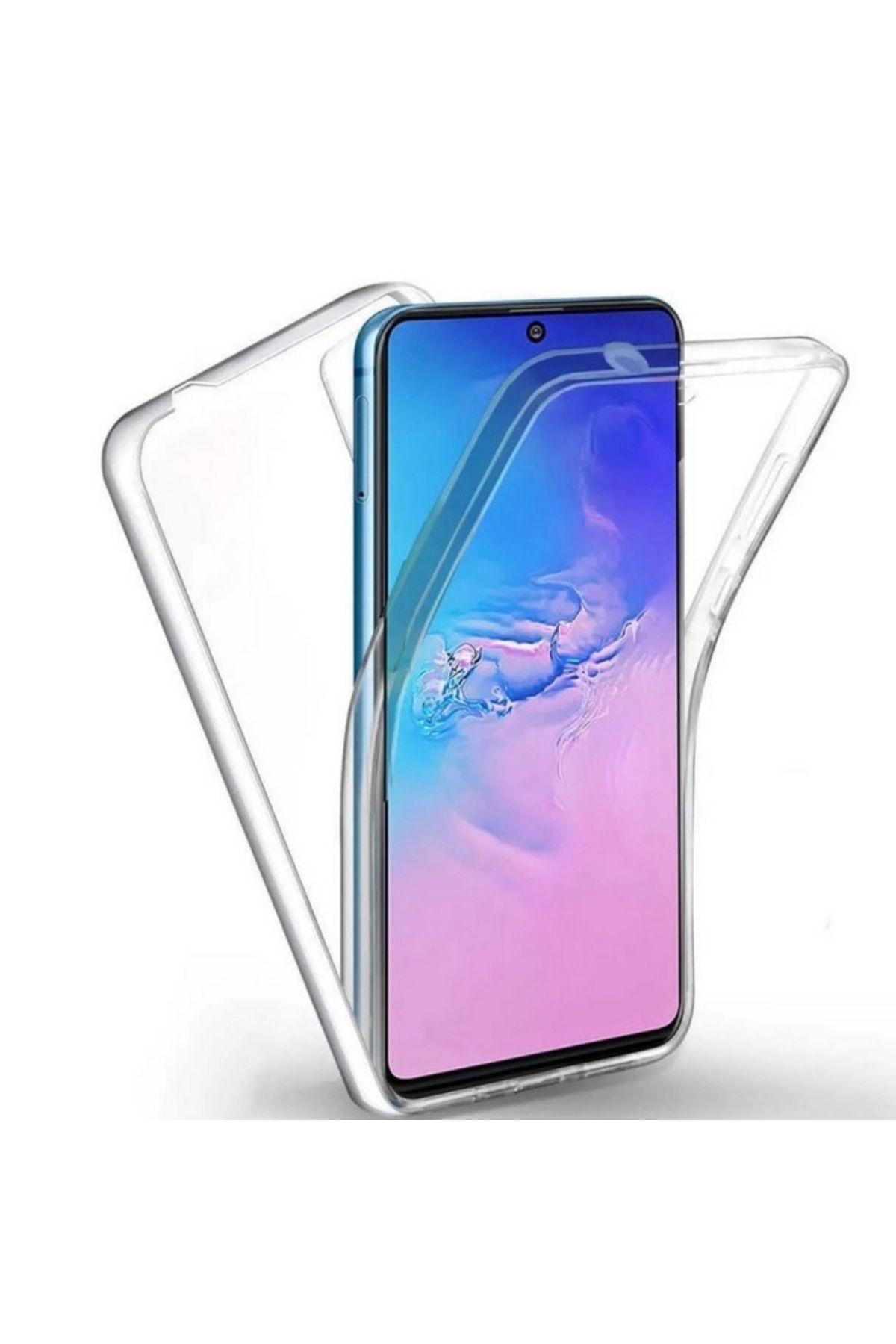 Apsuwa Samsung Galaxy M31S uyumlu Kılıf Ön Arka 360 Koruma Arka Sert Mika Ön Silikon Şeffaf