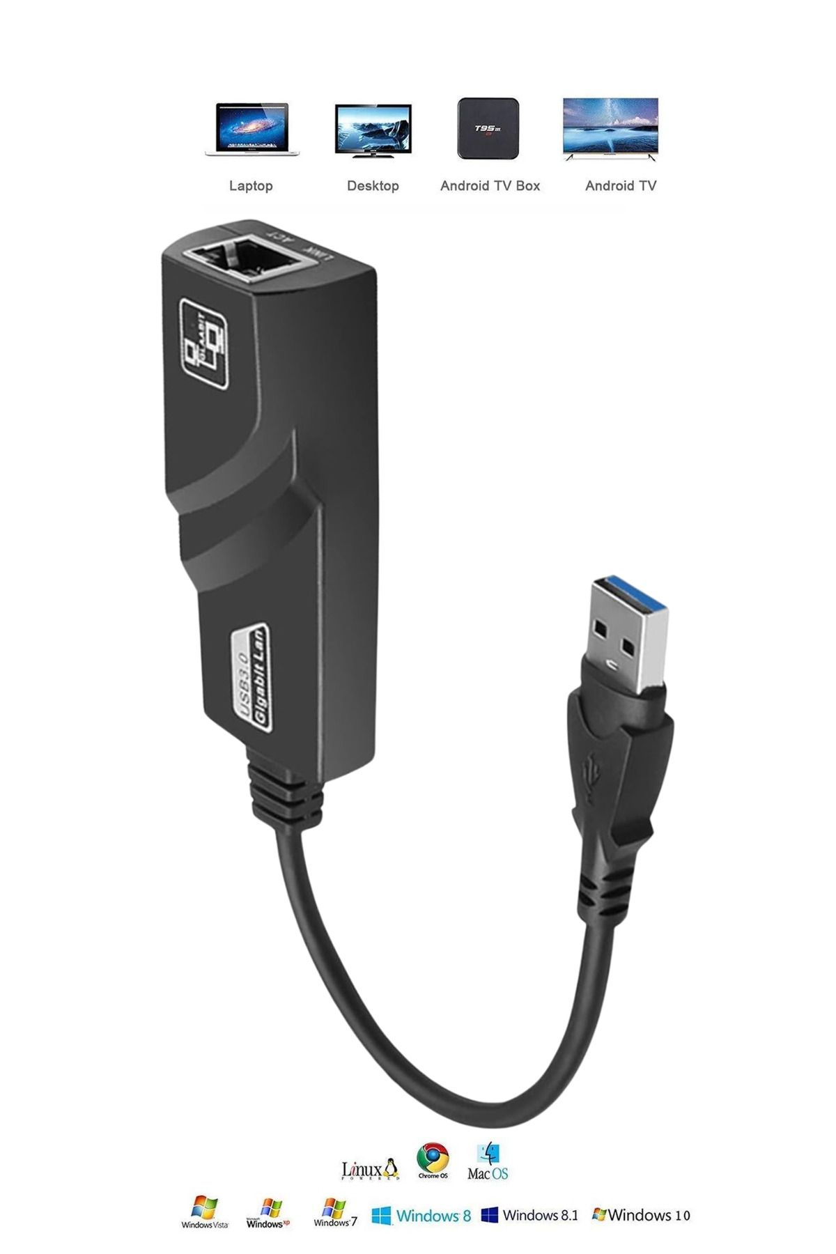 PSGT USB3.0 - RJ45 Konnektörü Bilgisayar için 10/100/1000Mbps Ethernet Adaptörü USB Adaptörleri