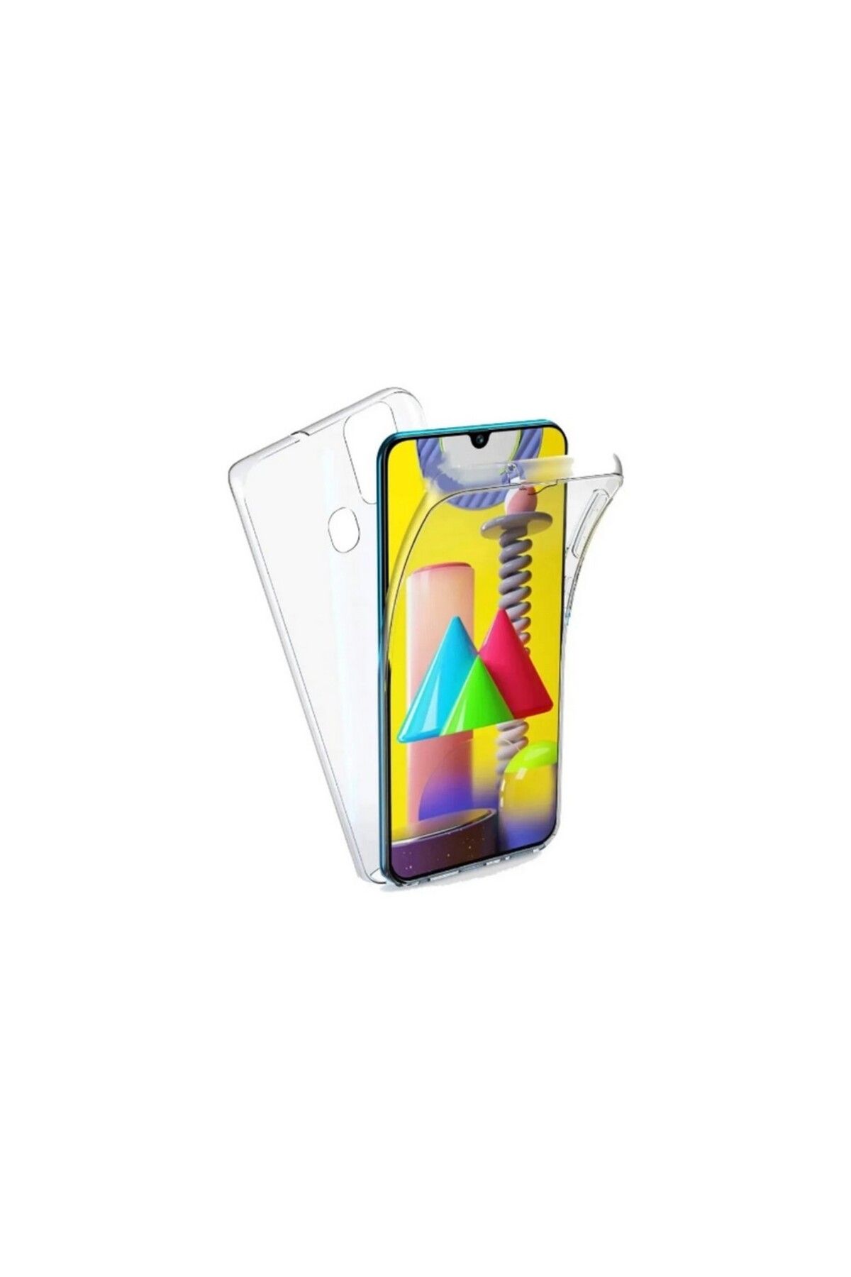 KılıfShop Samsung Galaxy M31 uyumlu Kılıf Ön Arka 360 Koruma Arka Sert Mika Ön Silikon Şeffaf