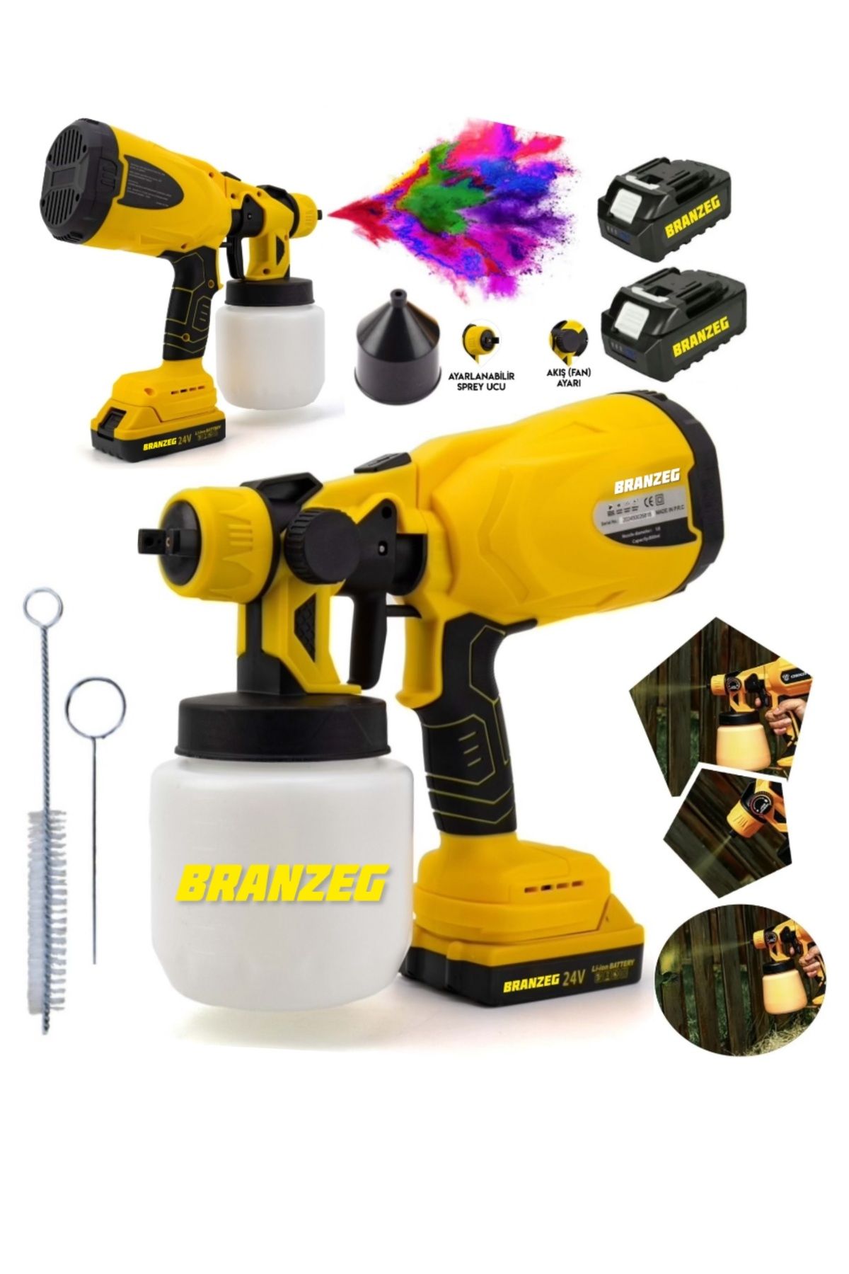BRANZEG 36V 5Ah Sarjlı Boya & İlaçlama Tabancası Yüksek Basınçlı Püskürtme Makinası