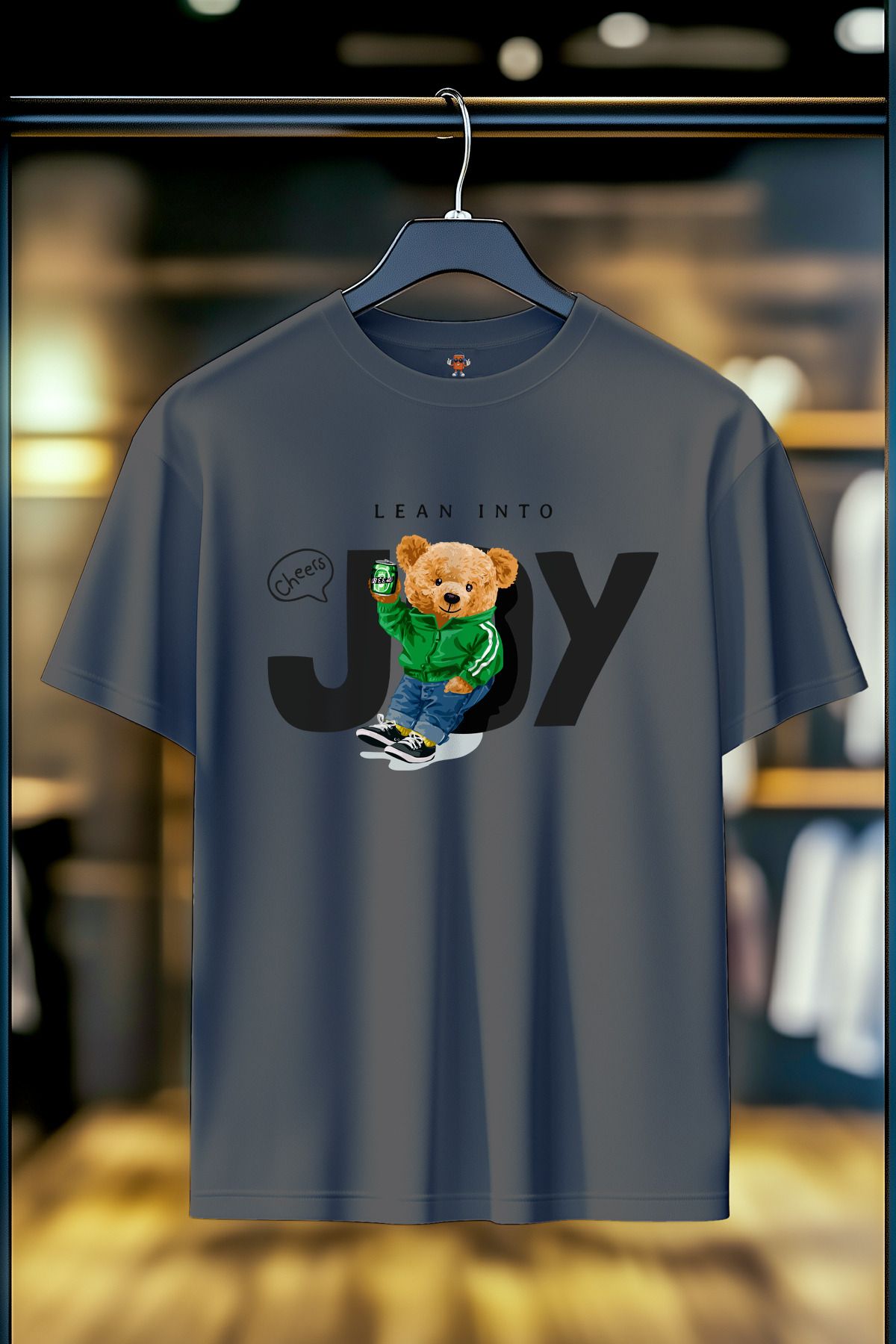 BookOrBook Lean Into Joy %100 Pamuk Premium Kalite Unisex T-Shirt