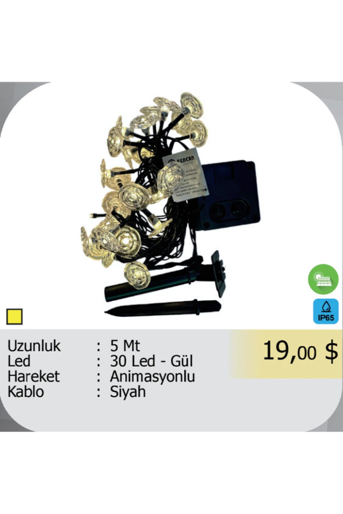 ELKHOUSE ElektrikHouse LED Peri Işığı 30 Led - Gül Animasyonlu - 5 Metre