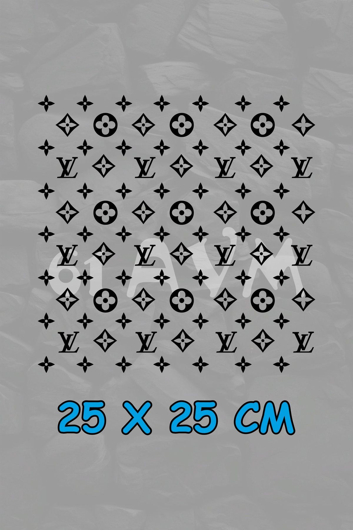 61 AVM LV Desen Sticker - Siyah - 25x25 Cm - Araç -Motor - Laptop - Kask Etiket