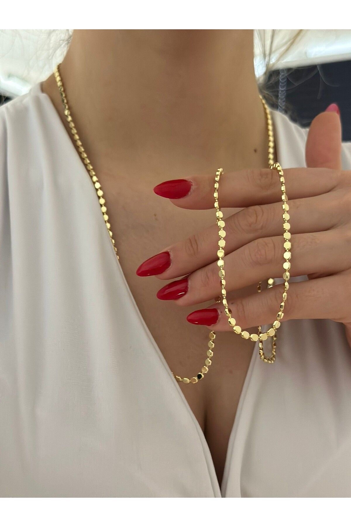 MyladyAccessoriess Ezme Plaka Uzun Dolamalı Çelik Kolye