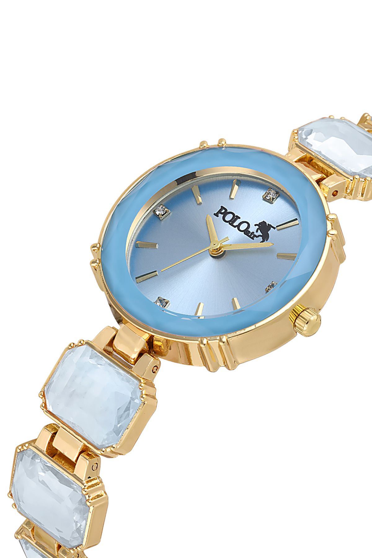 Polo Air Lüx Taşlı Kordon Kadın Kol Saati Gold Mavi Renk PL-1533B4x