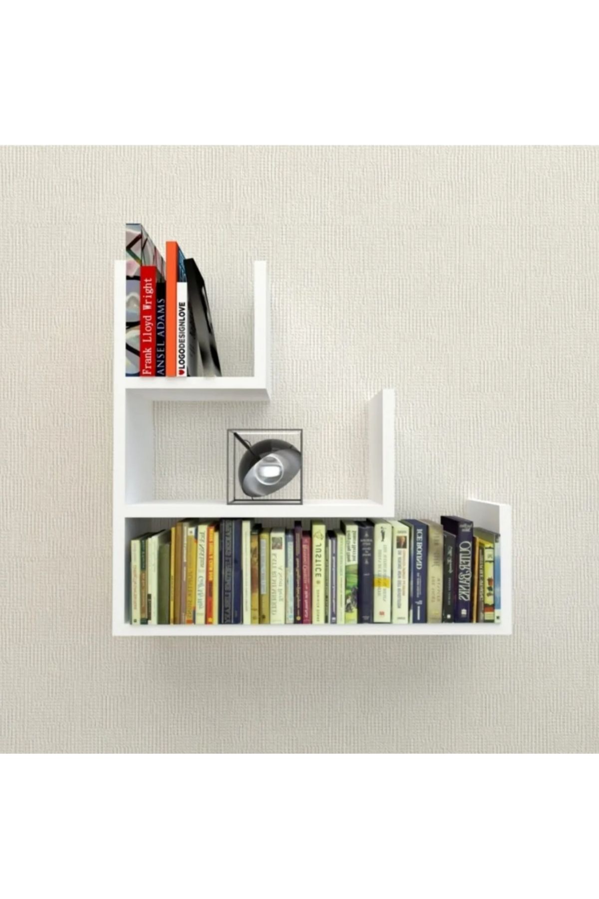 Home Modern Tasarım Duvara Monte Beyaz MDF Kitaplık ve Figürlük Raf