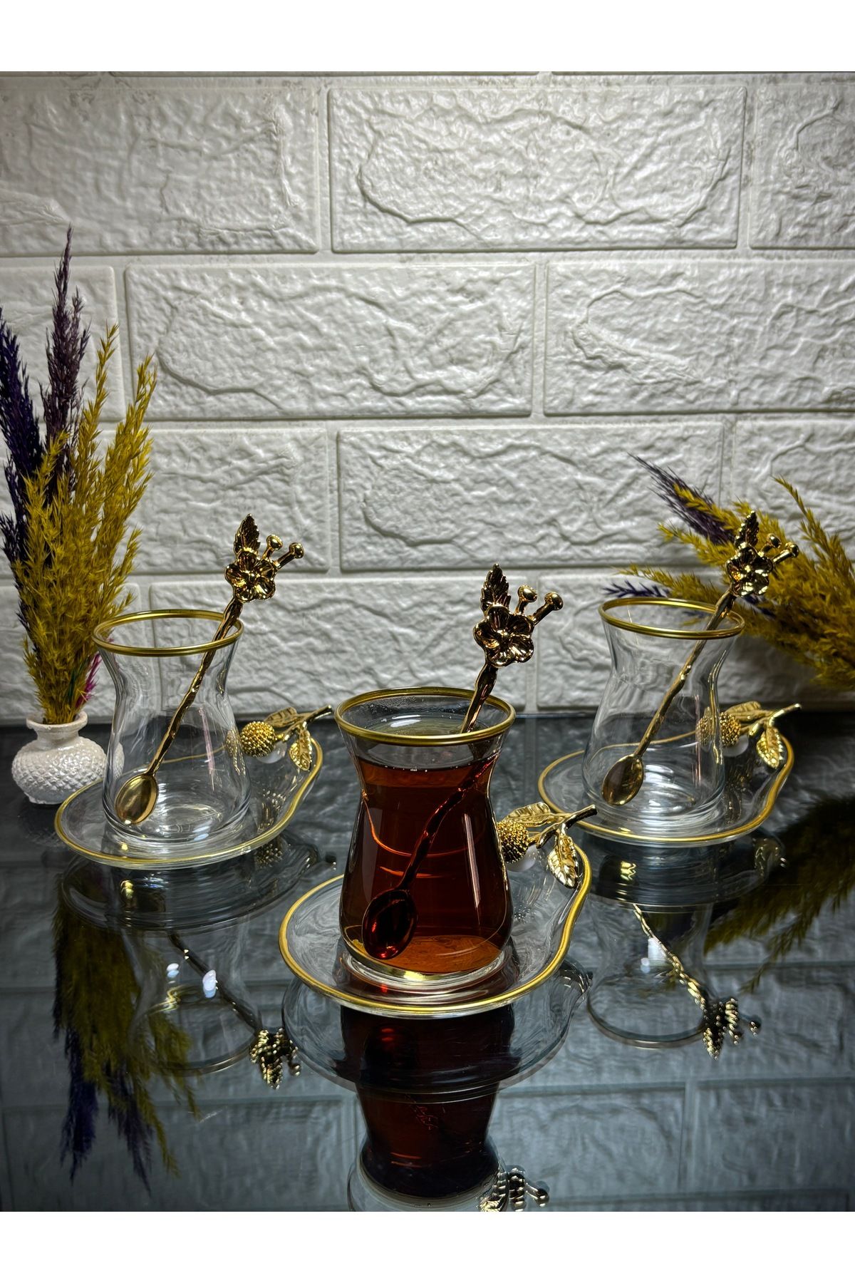 Ladwe 18 PARÇA LÜX ÇAY SETİ BARDAK