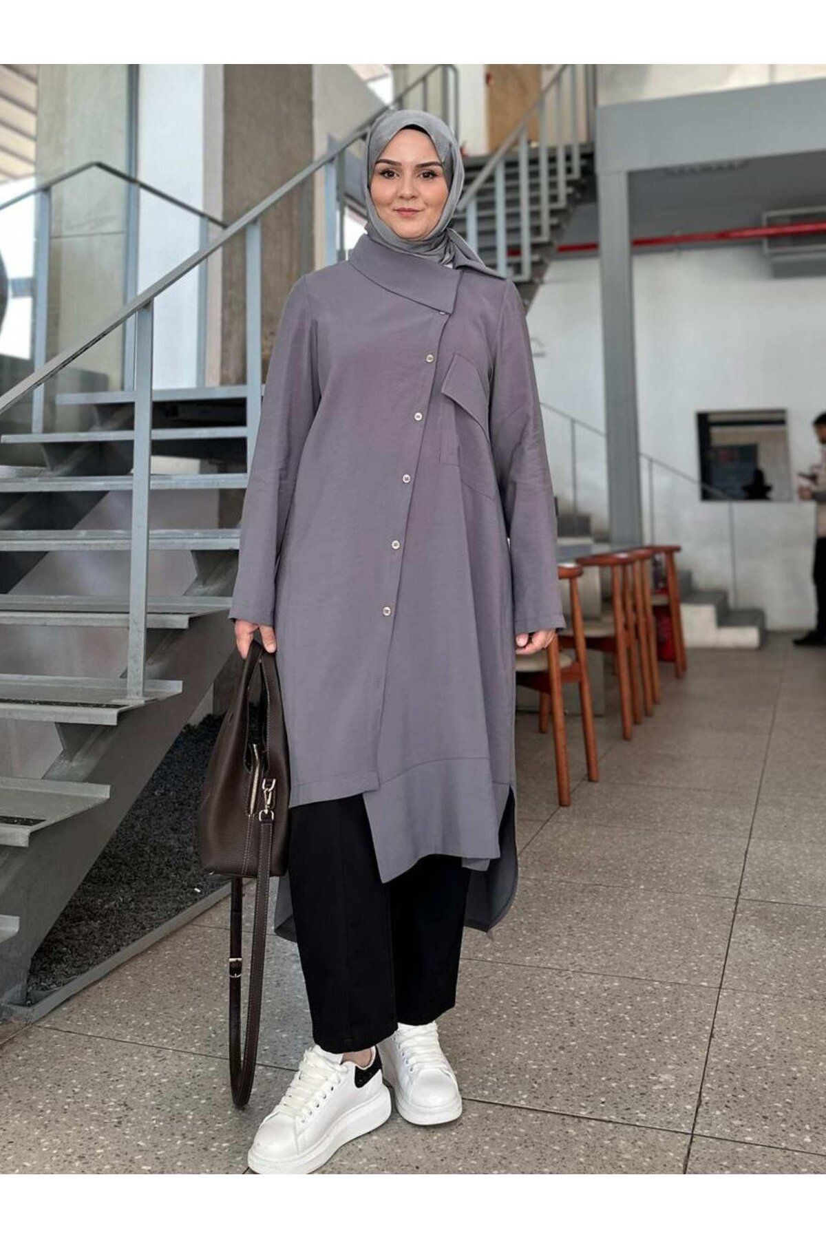 Berika YILDIRIM ASİMETRİK GÖMLEK GRİ