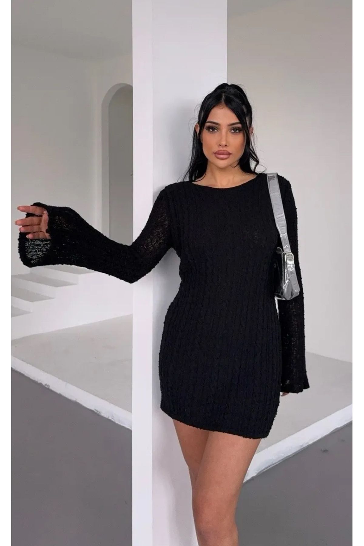 Noi Belis İspanyol Kol Sırt Dekolte Detaylı Mini Boy Yazlık Elbise SS25EL0014