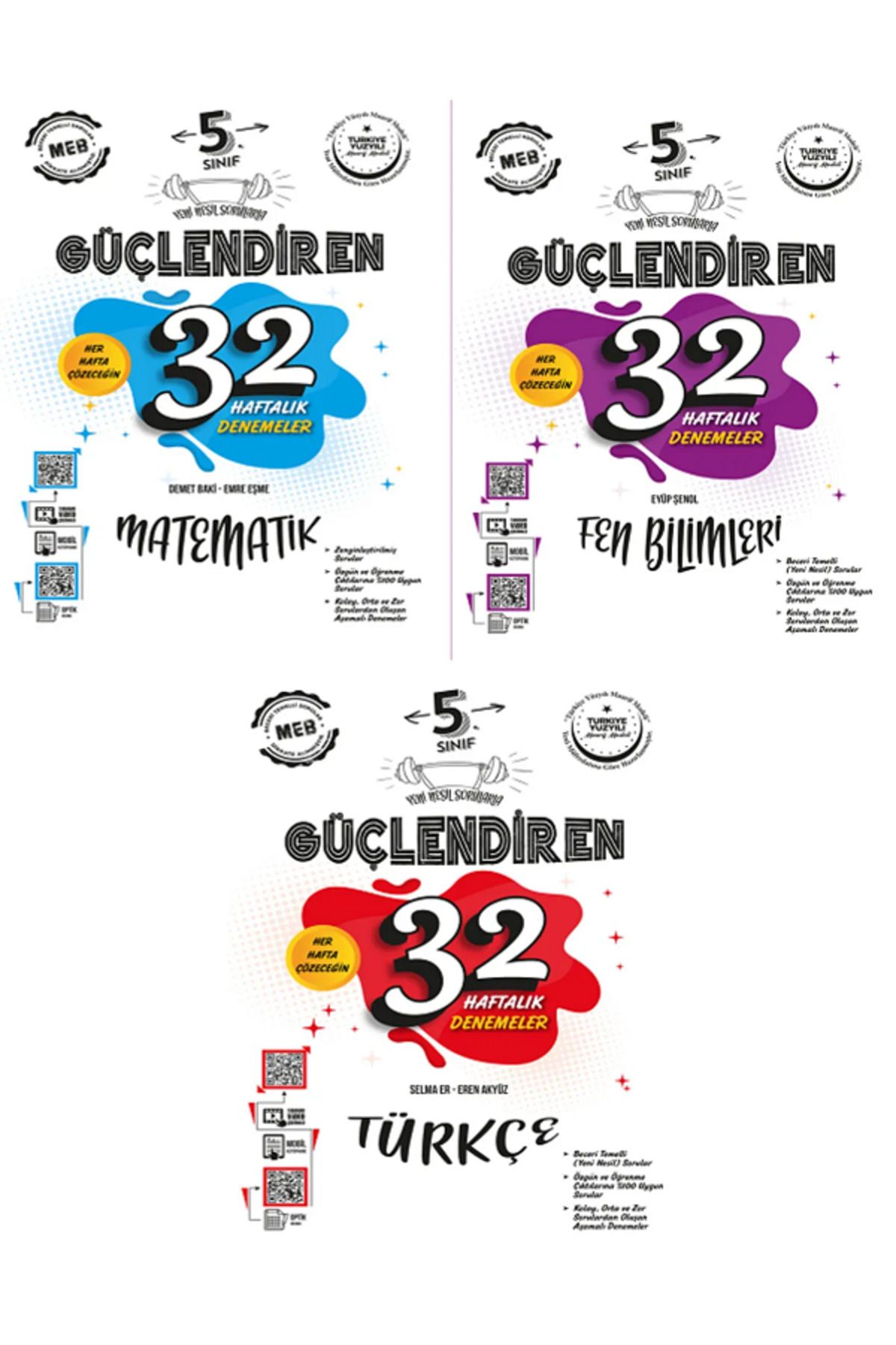 Efsane Yayınları 5.Sınıf Ankara Güçlendiren Matematik + Türkçe + Fen Bilimleri 32 Haftalık Denemeler / 3 KİTAP