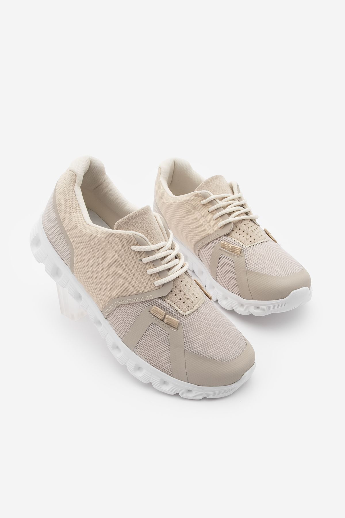 Marjin Kadın Sneaker Eva Taban Örgü Triko Koşu Ve Yürüyüş Spor Ayakkabı Renvis Bej
