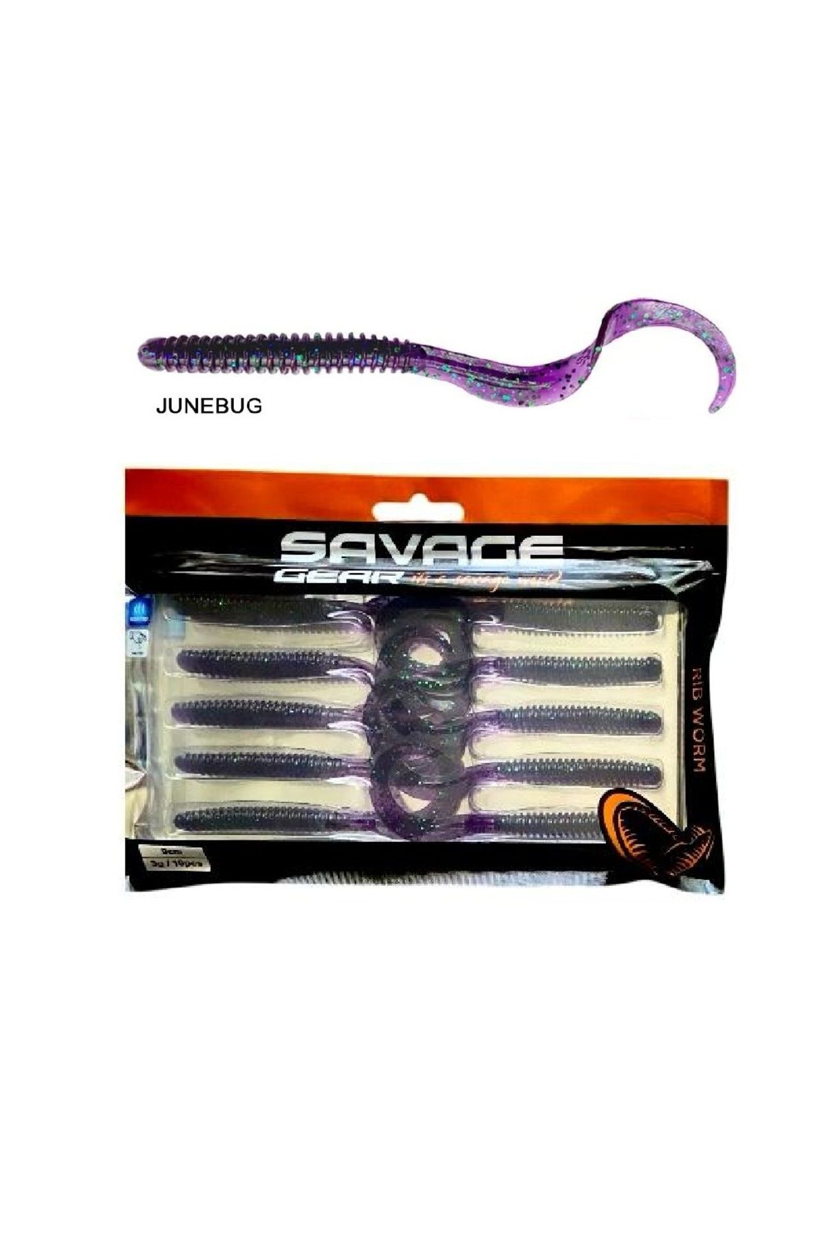 Savage Gear Rib Worm 9cm 3gr 10ad Yapay Silikon LRF Yem Junebug