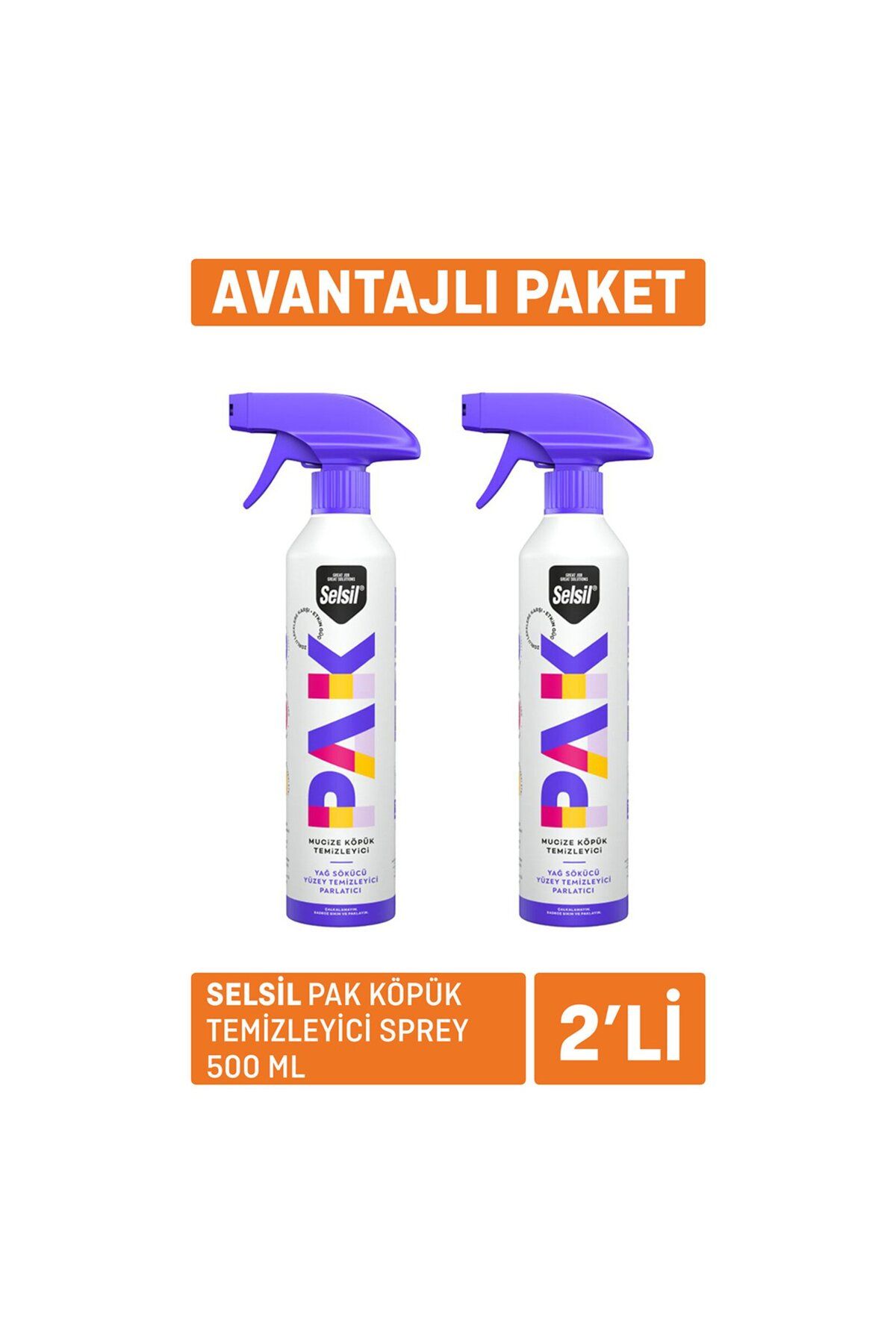 Selsil Pak Köpük Temizleyici Sprey 500Ml x 2