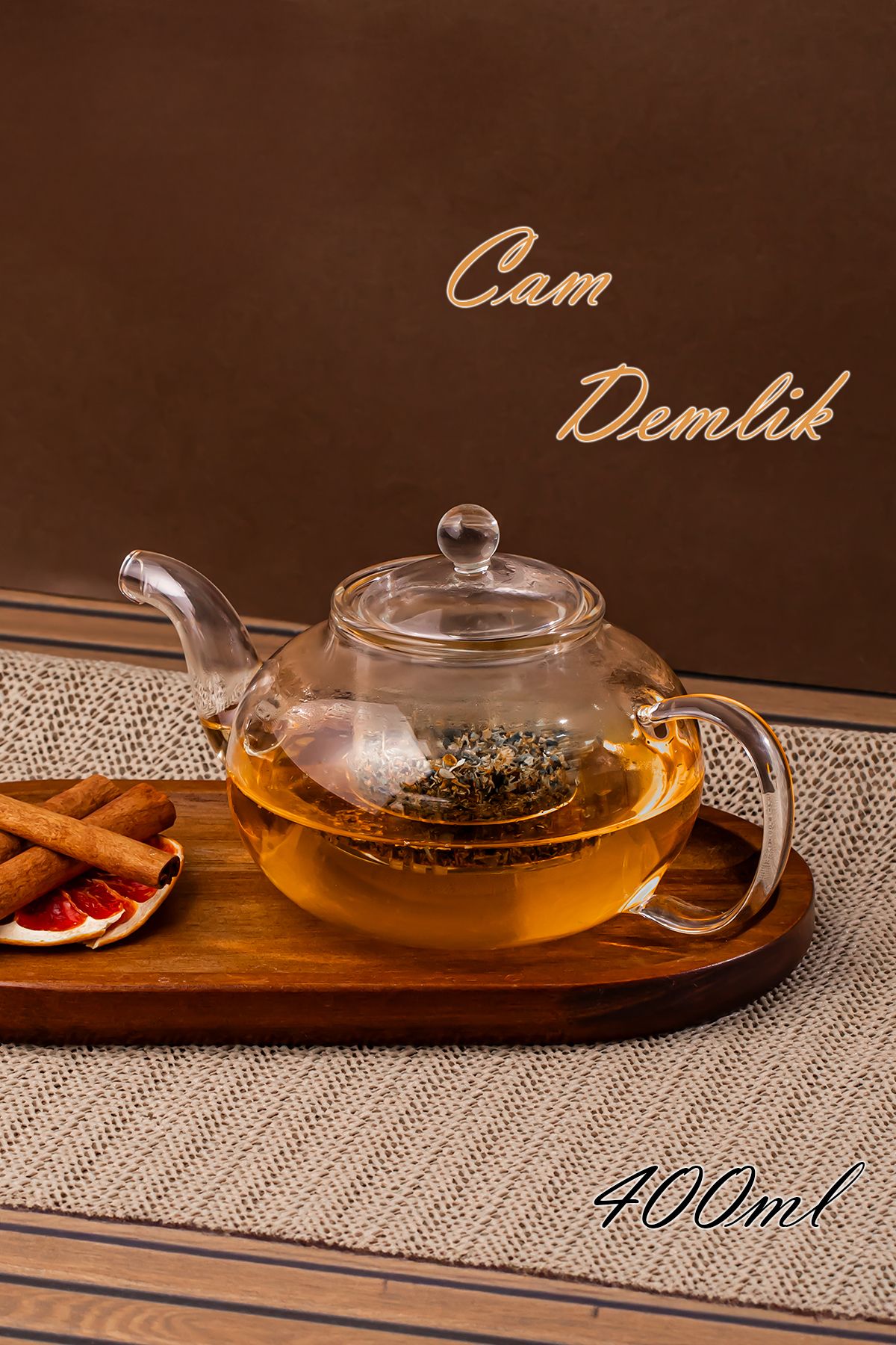 Porsima 1443 Borosilikat Cam Süzgeçli Demlik Bitki Çayı Demliği 400 ml
