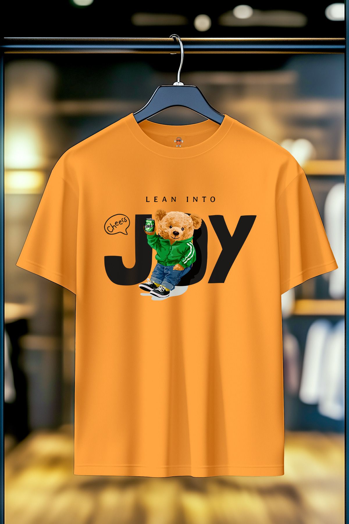 BookOrBook Lean Into Joy %100 Pamuk Premium Kalite Unisex T-Shirt