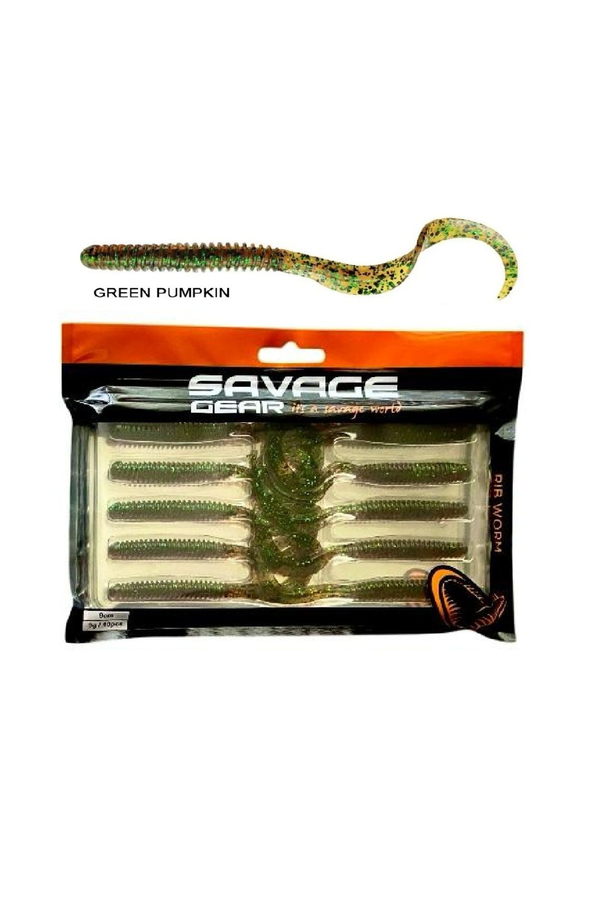 Savage Gear Rib Worm 9cm 3gr 10ad Yapay Silikon LRF Yem Green Pumpkin
