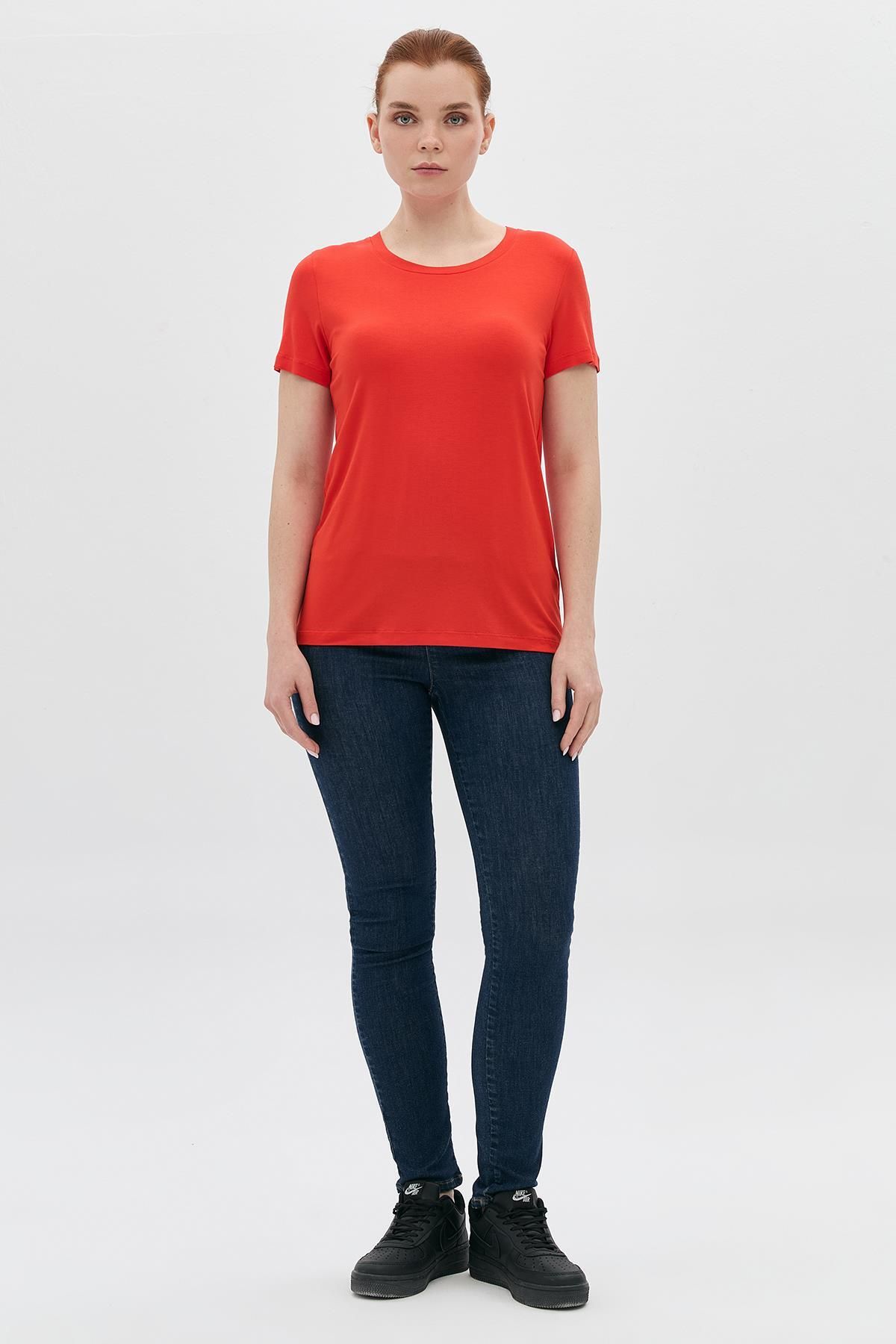 DAIDO Basic Viskon Sıfır Yaka T-Shirt