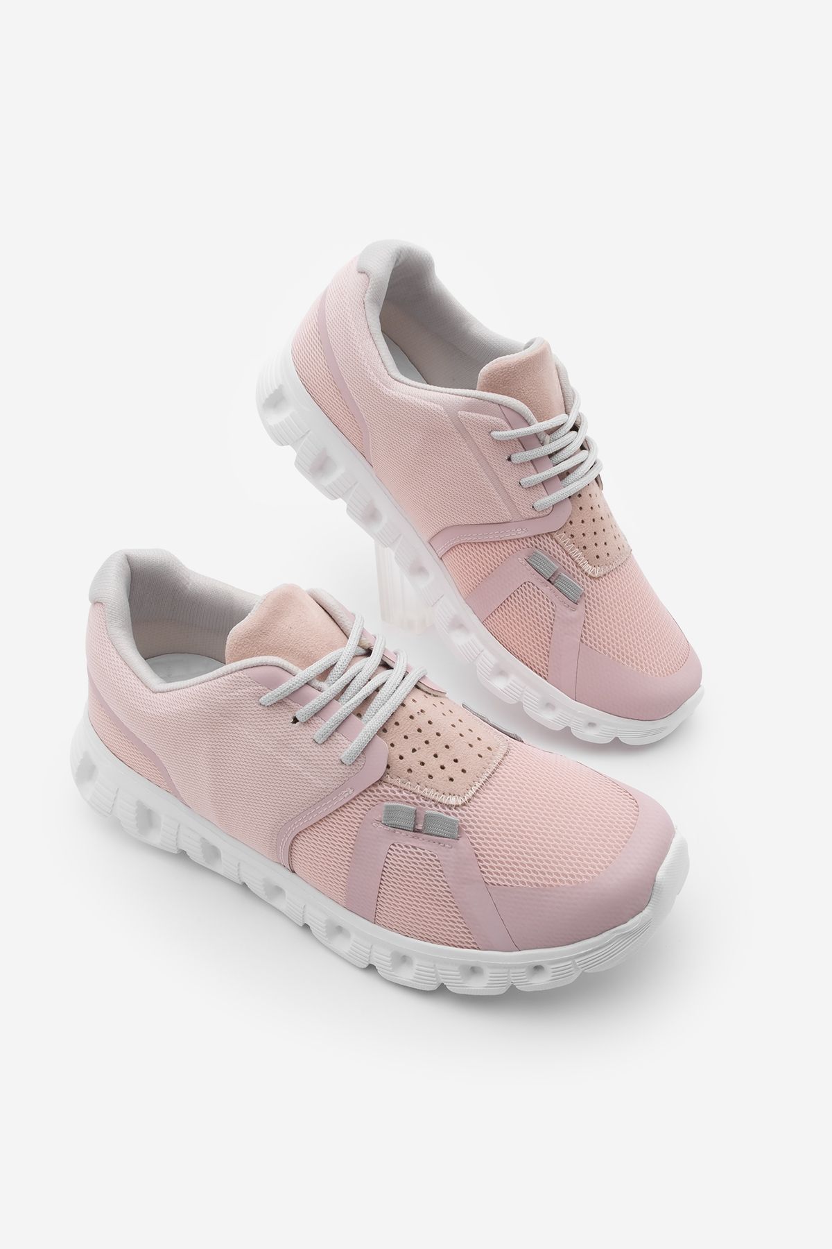 Marjin Kadın Sneaker Eva Taban Örgü Triko Koşu Ve Yürüyüş Spor Ayakkabı Renvis Pudra