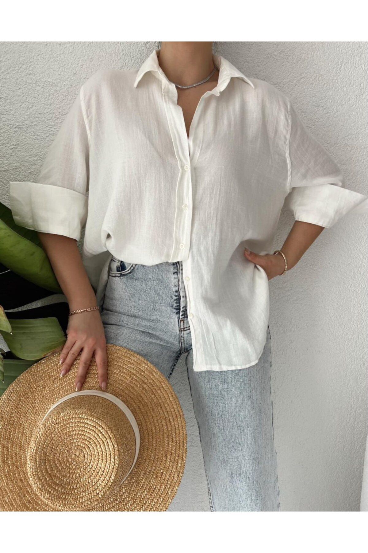 AsprinFashion YIKAMALI PAMUK KETEN GÖMLEK