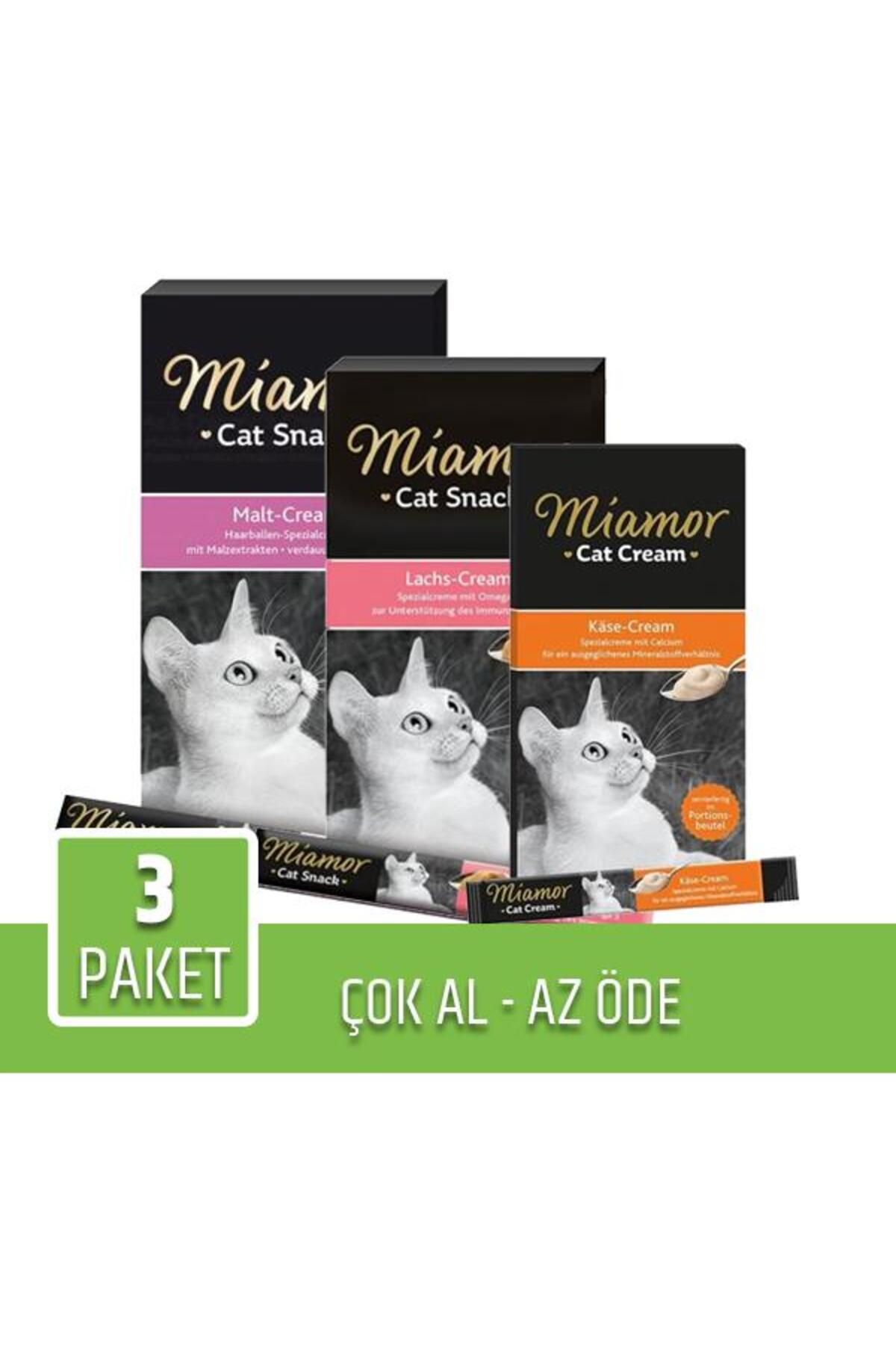 Miamor Cream Karışık Kedi Ödülü 3lü Paket
