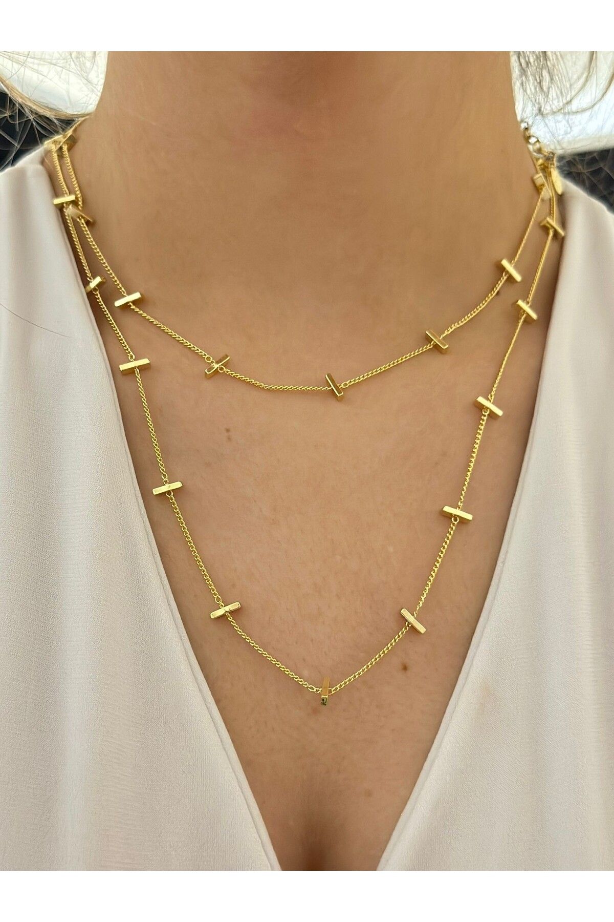 MyladyAccessoriess Çubuk Detay Dolamalı Uzun Çelik Kolye