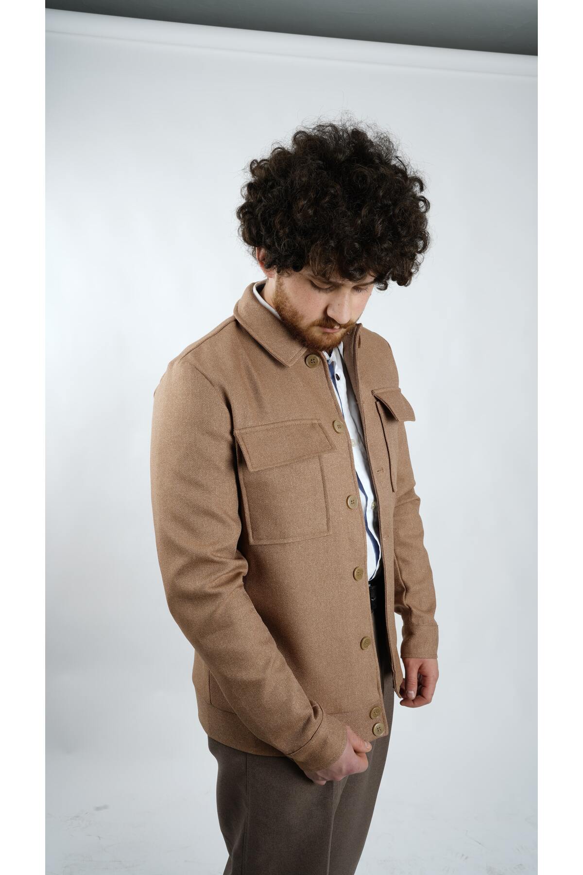 Koch London  Erkek Camel Renk Regular Fit Cepli Mevsimlik Ceket - Görsel 5