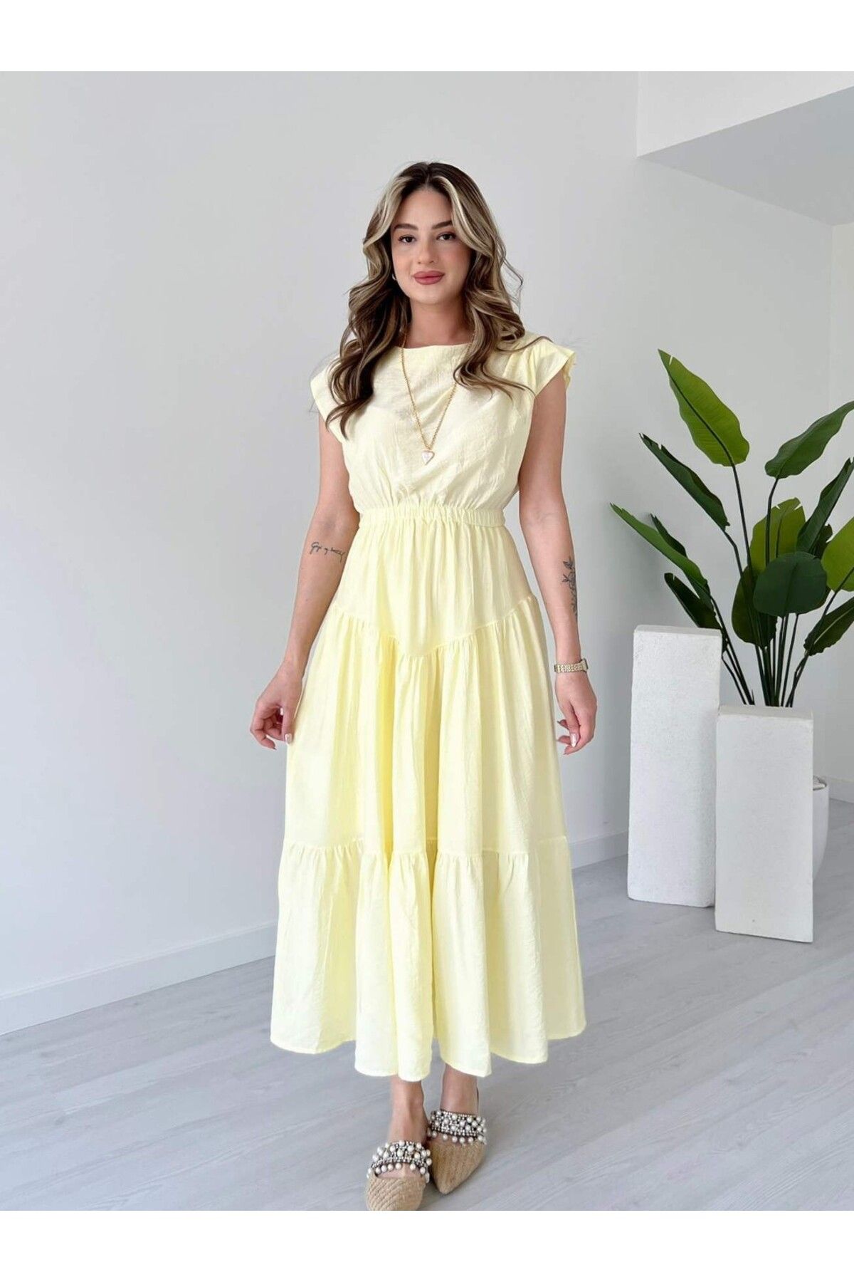 tiamoda Beli Lastikli Midi Boy BORRİS Elbise