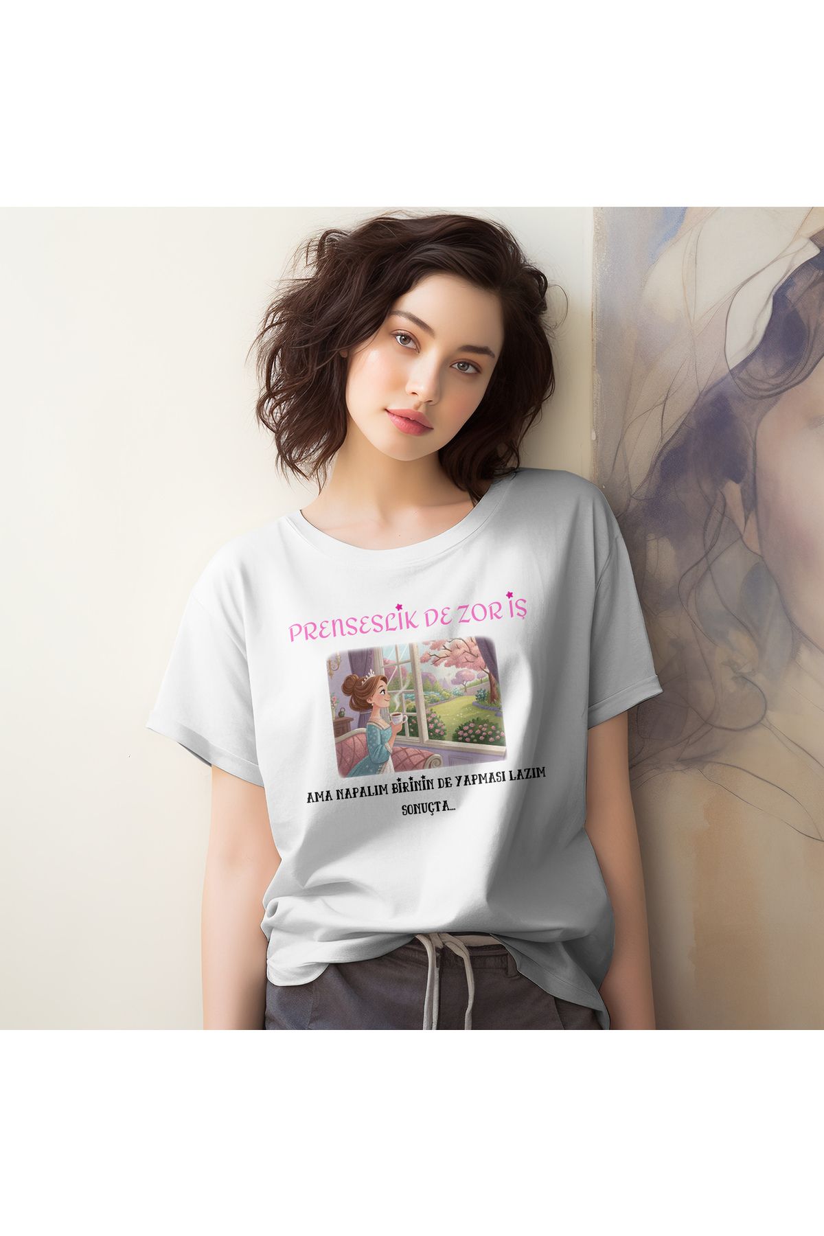 giftkonsept Prenseslik Zor İş Ama Birinin Yapması Lazım Komik Hediyelik %100 Pamuklu Regular Beyaz Tişört