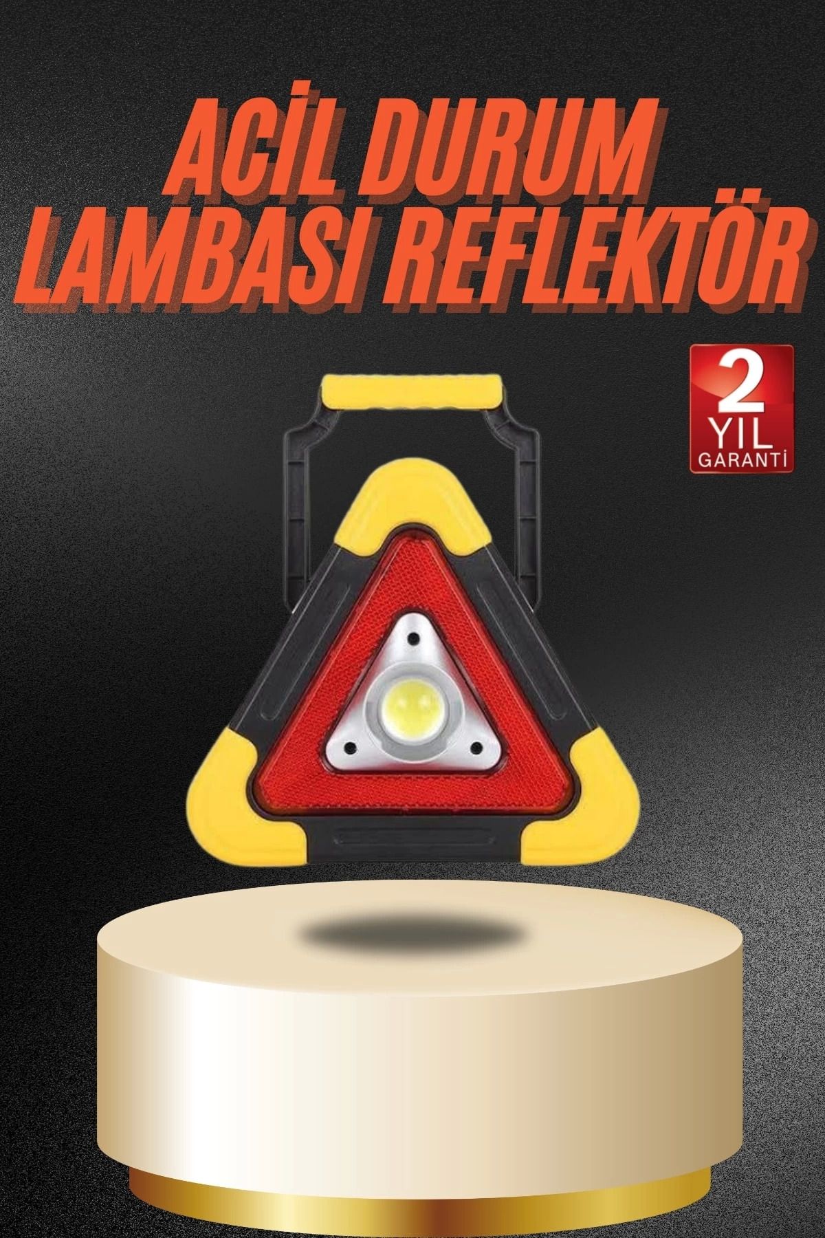 Silahlı Tower Işıklı İkaz Lambası Reflektör Şarjlı Işıklı Üçgen LED Acil Durum Feneri