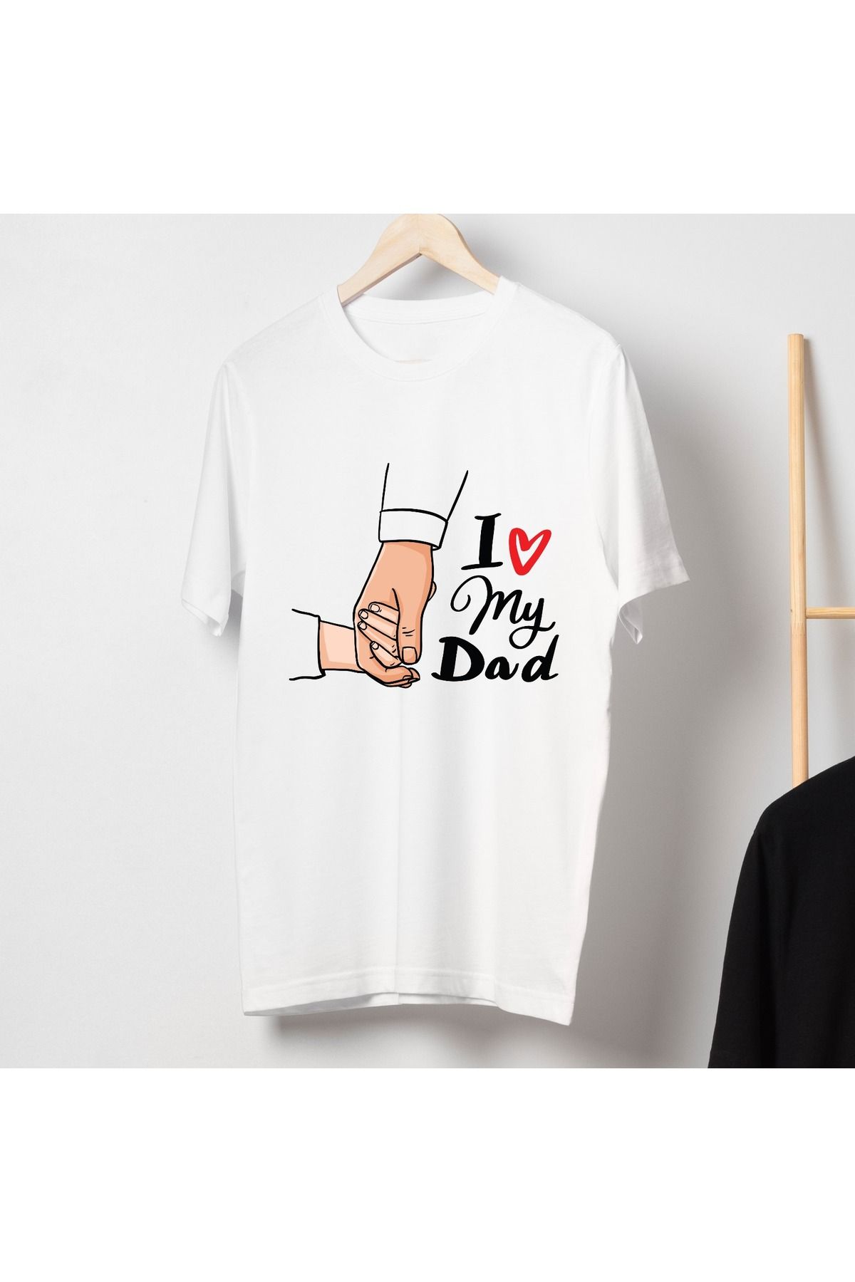 aynewmoda Büyük Beden Kayık Yaka (I Love My Dad) Baskılı Oversize %100 Pamuk T-shirt