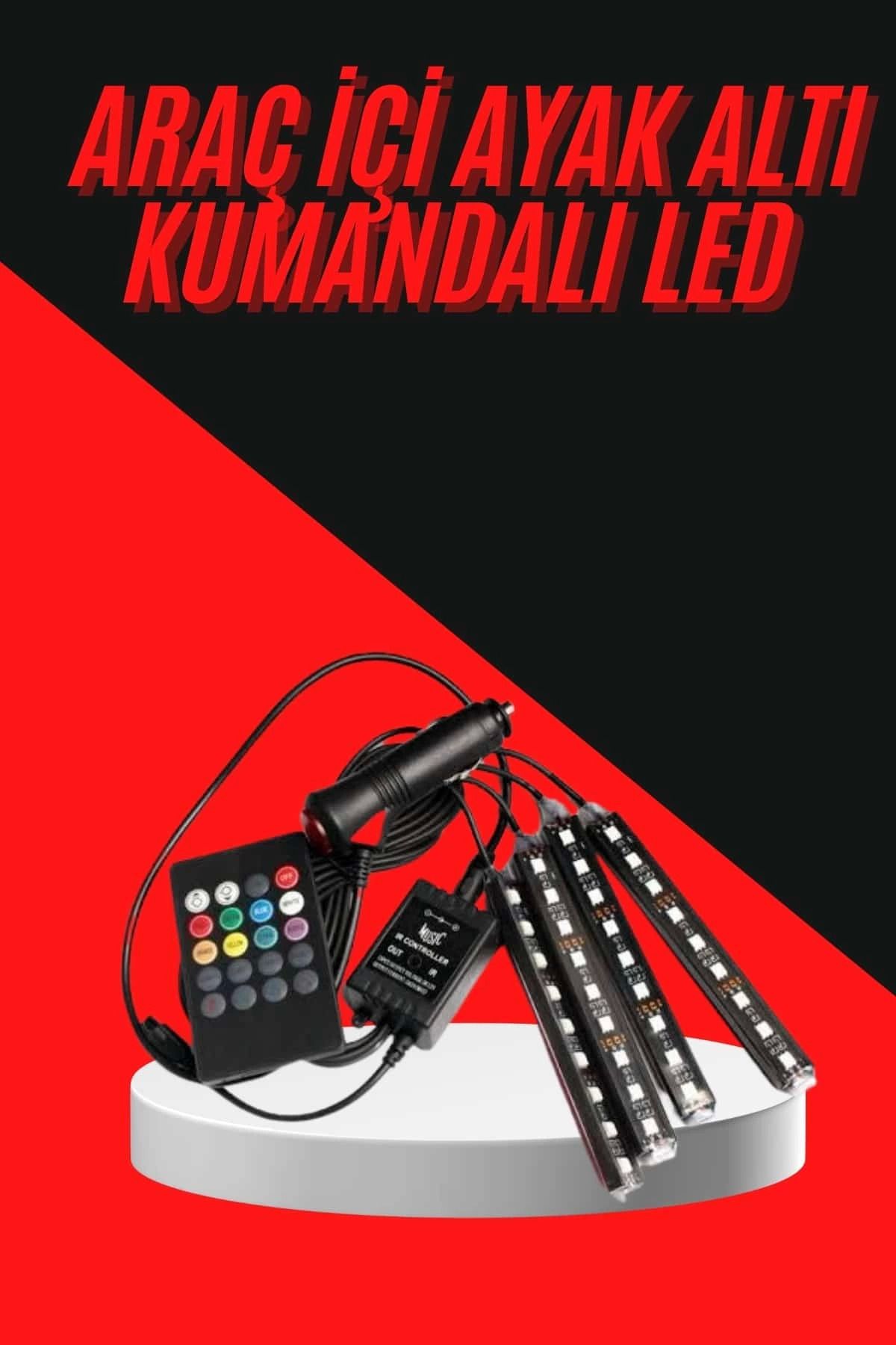 hayalimsah 12 Ledli RGB Işıklı Araç Içi Ayak Altı Led Oto Ampul Kumandalı 7 Renk