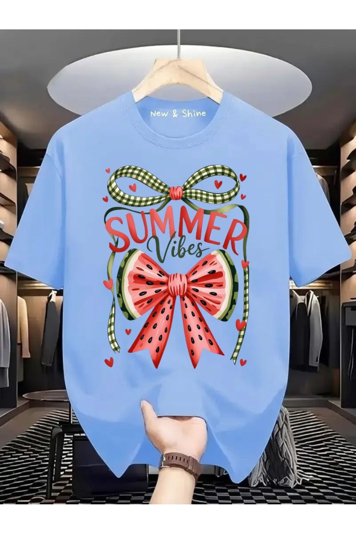 New Shine Summer Vibes Baskılı Oversize T-Shirt