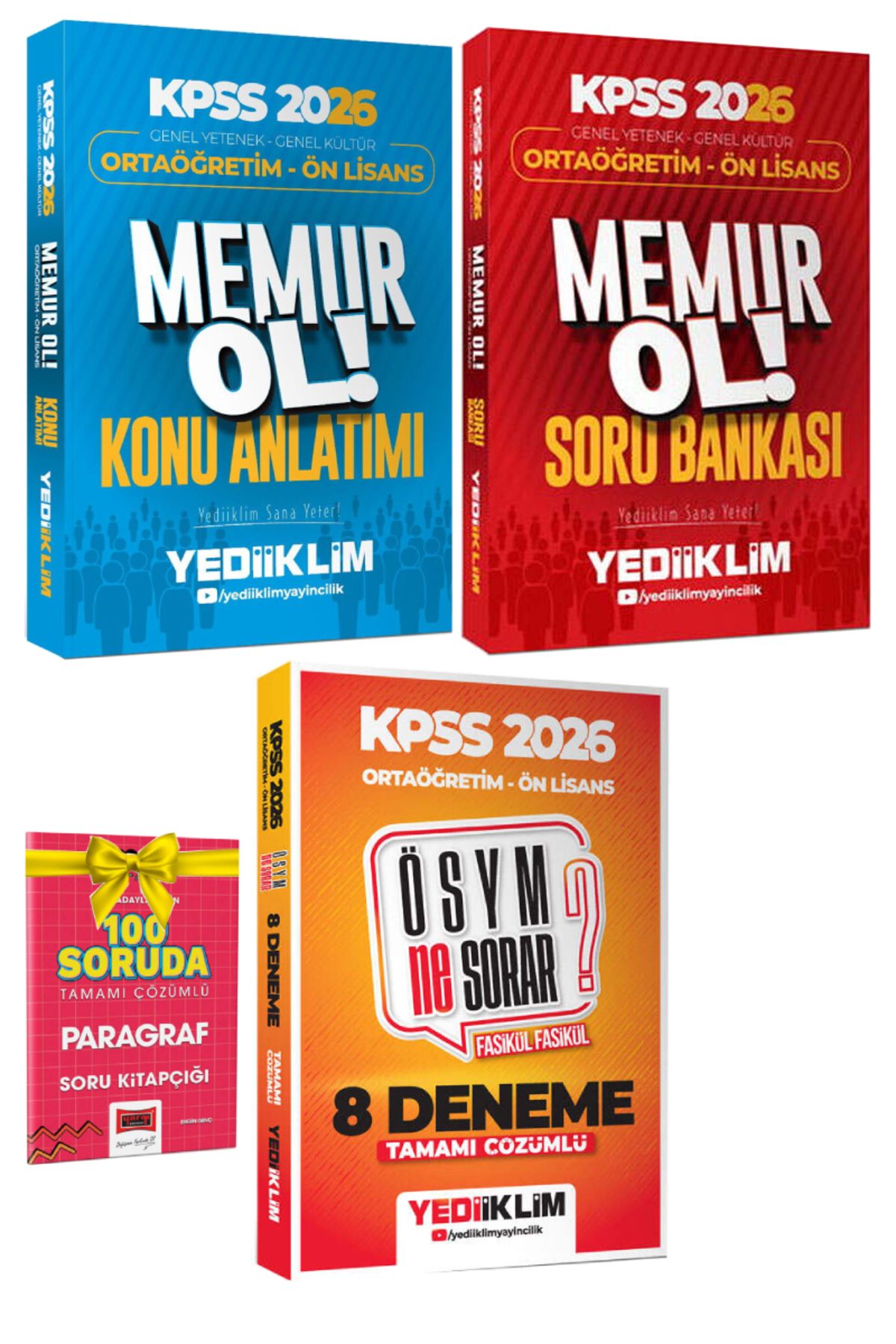 Yediiklim Yayınları 2026 Yediiklim KPSS Ortaöğretim Ön Lisans Konu Anlatım+Ortaöğretim Ön Lisans Soru Bankası+Deneme
