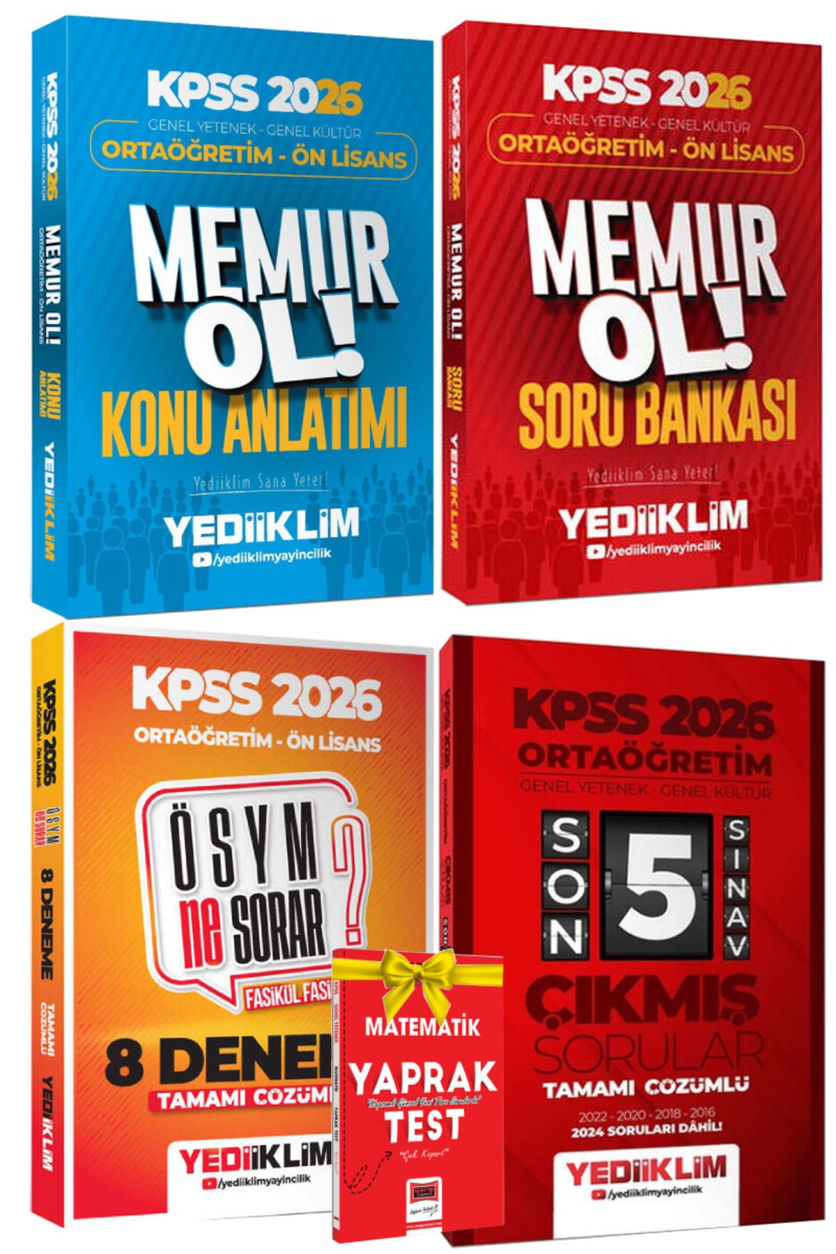 Yediiklim Yayınları 2026 Yediiklim KPSS Ortaöğretim Ön Lisans Konu Anlatım+Soru Bankası+Deneme+Ortaöğretim Çıkmış S