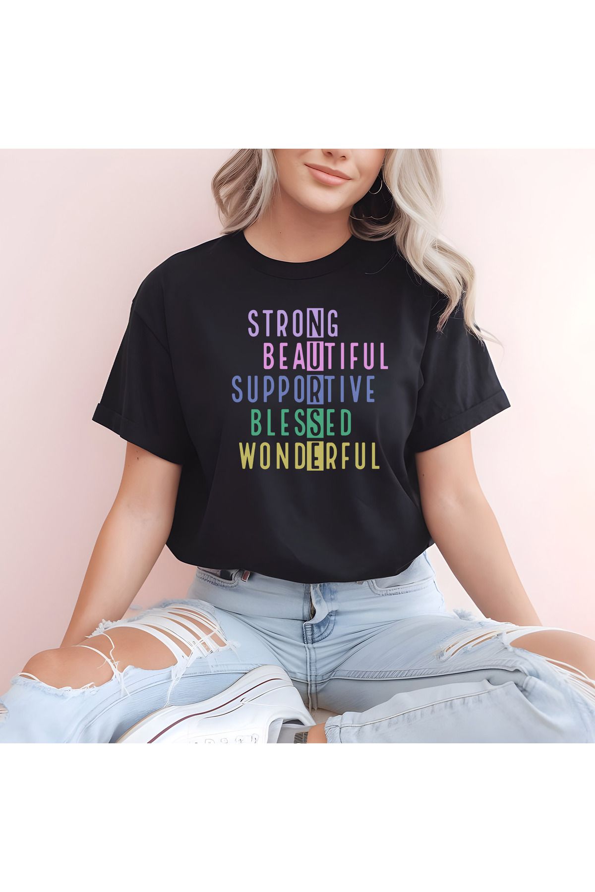 giftkonsept Strong Nurse Hemşire Hediyelik %100 Pamuklu Regular Siyah Tişört
