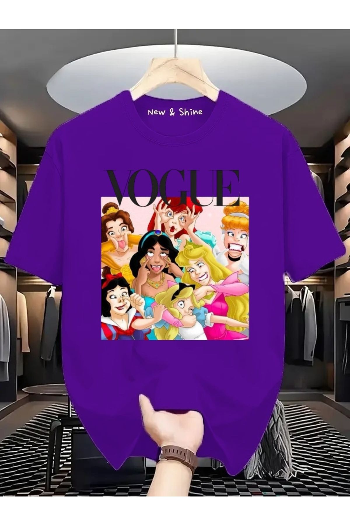 New Shine Prensesler Baskılı Oversize T-Shirt