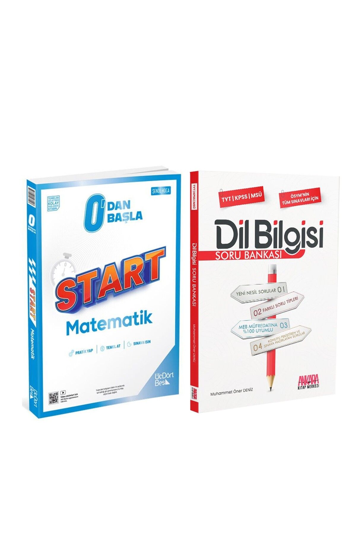 Ankara Kitap Merkezi ÜçDörtBeş Yayınları 0 Dan Başla Start Matematik ve AKM Dil Bilgisi Soru Bankası Seti 2 Kitap
