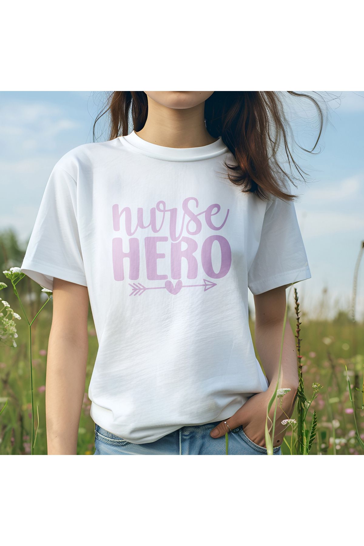 giftkonsept Nurse Hero Hemşire Hediyelik %100 Pamuklu Regular Beyaz Tişört