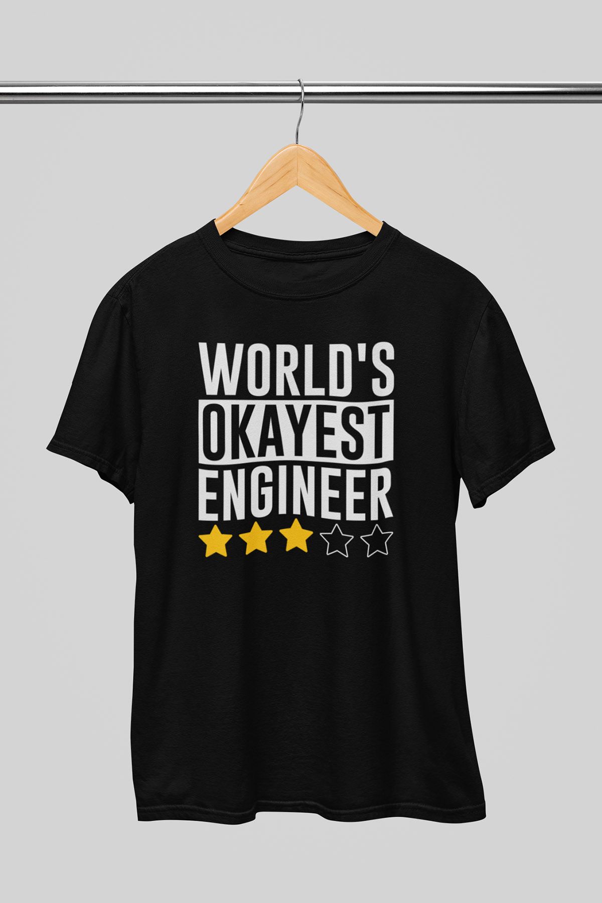 giftkonsept World'S Okayest Engineer Mühendis Hediyelik %100 Pamuklu Regular Siyah Tişört