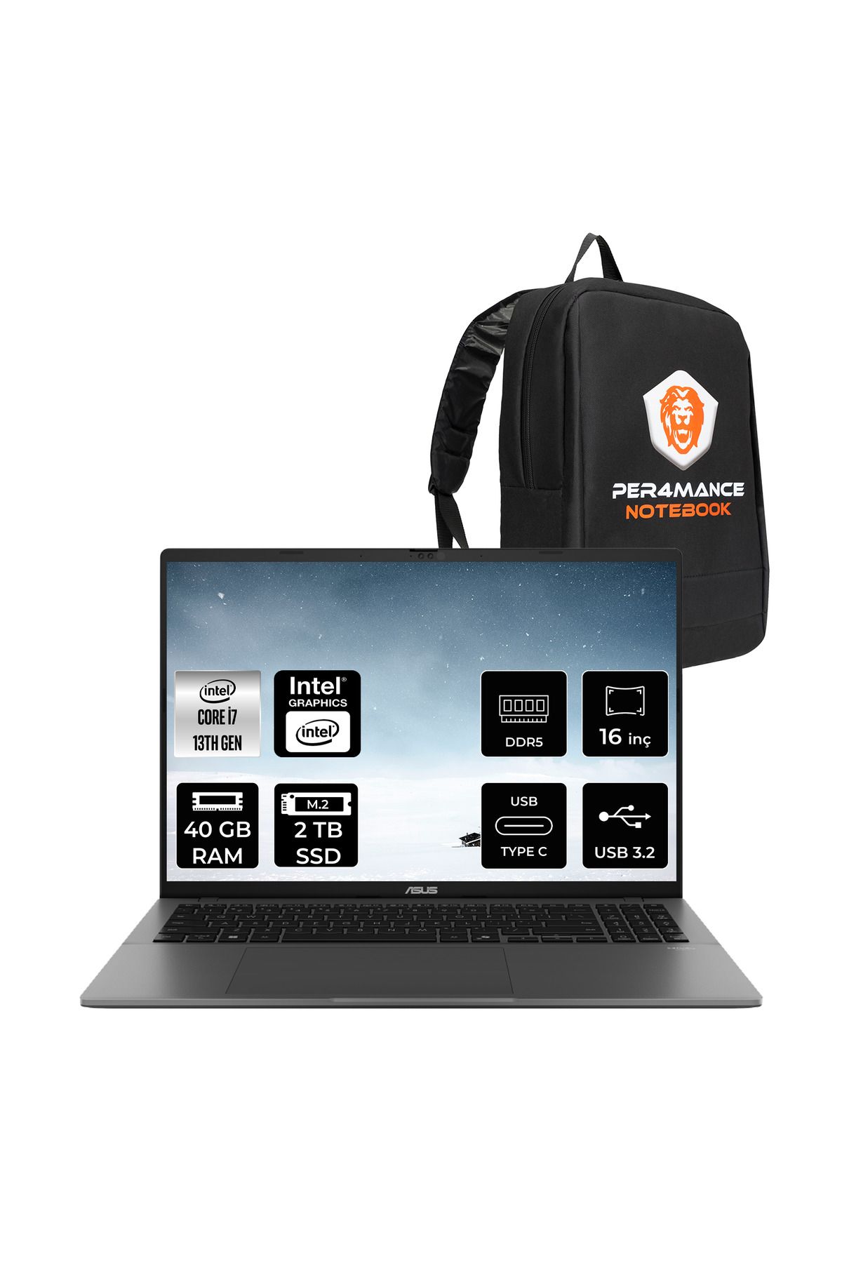 ASUS Vivobook S16 i7 13620H 40GB DDR5 2TB SSD 16" 144Hz WUXGA FDOS S3607VA Dizüstü Bilgisayar