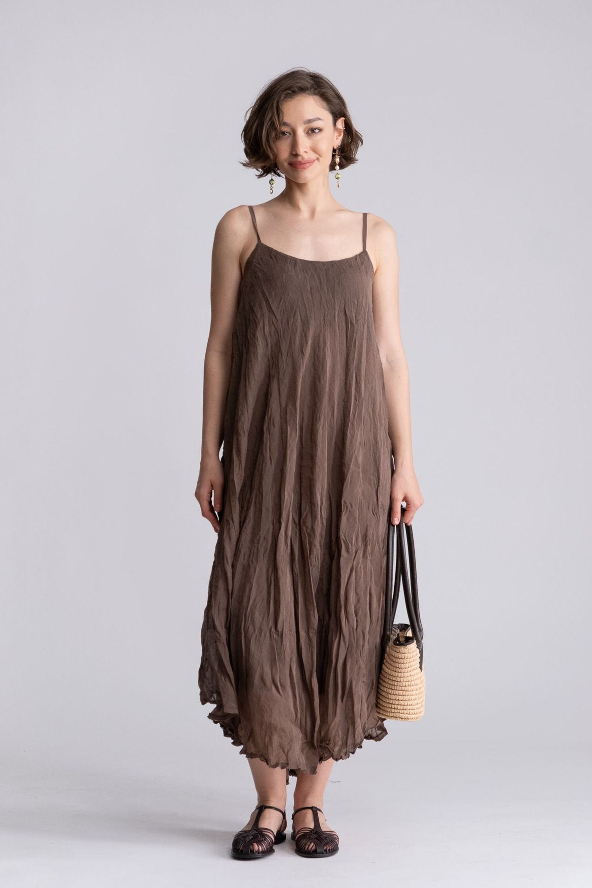 SEPANU COLLECTION Kadın Kırışık Model Askılı Elbise