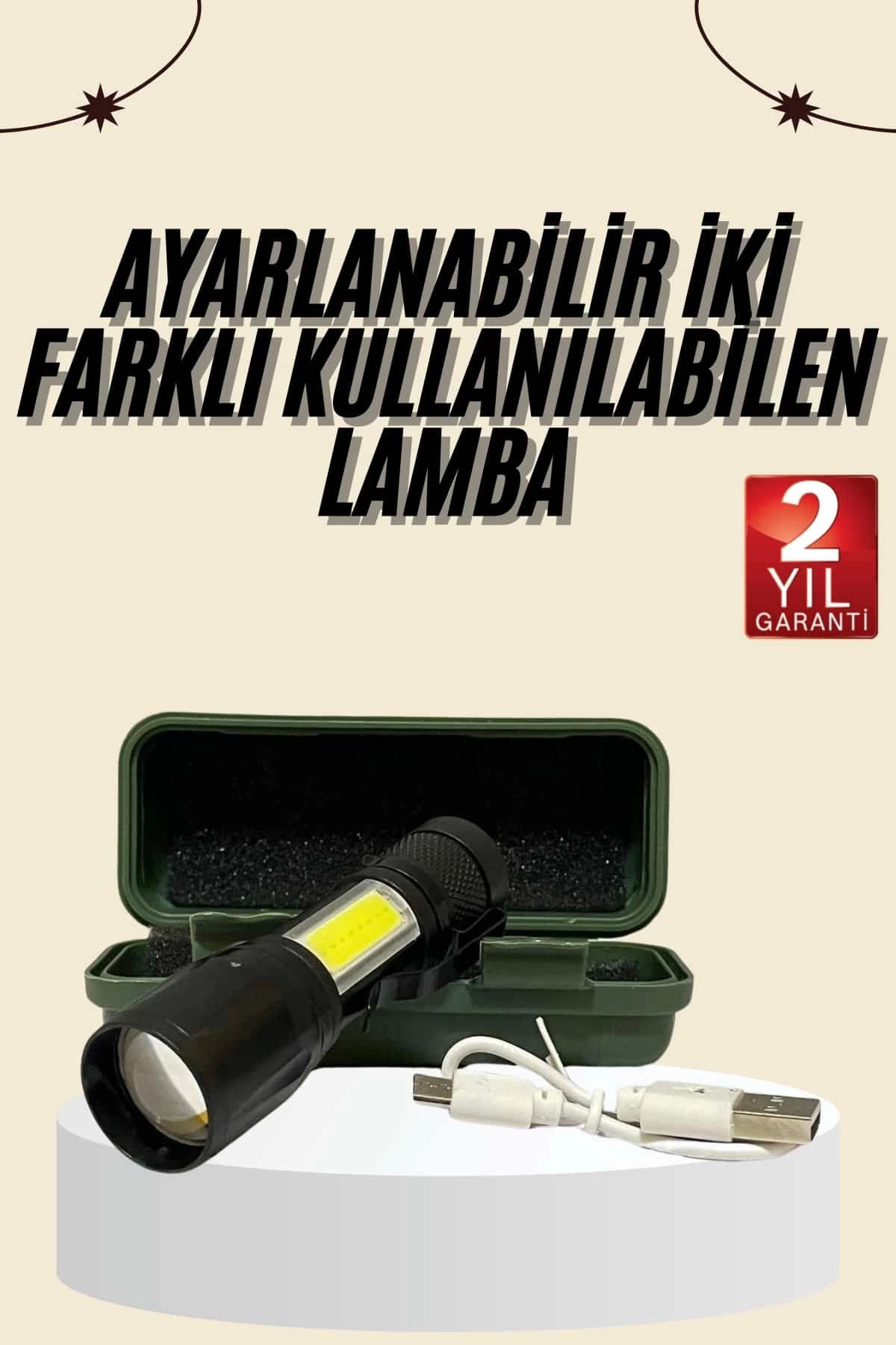 Heez Uzun Menzilli Şarjlı El Feneri Uzun Ömürlü Led Işık Lamba