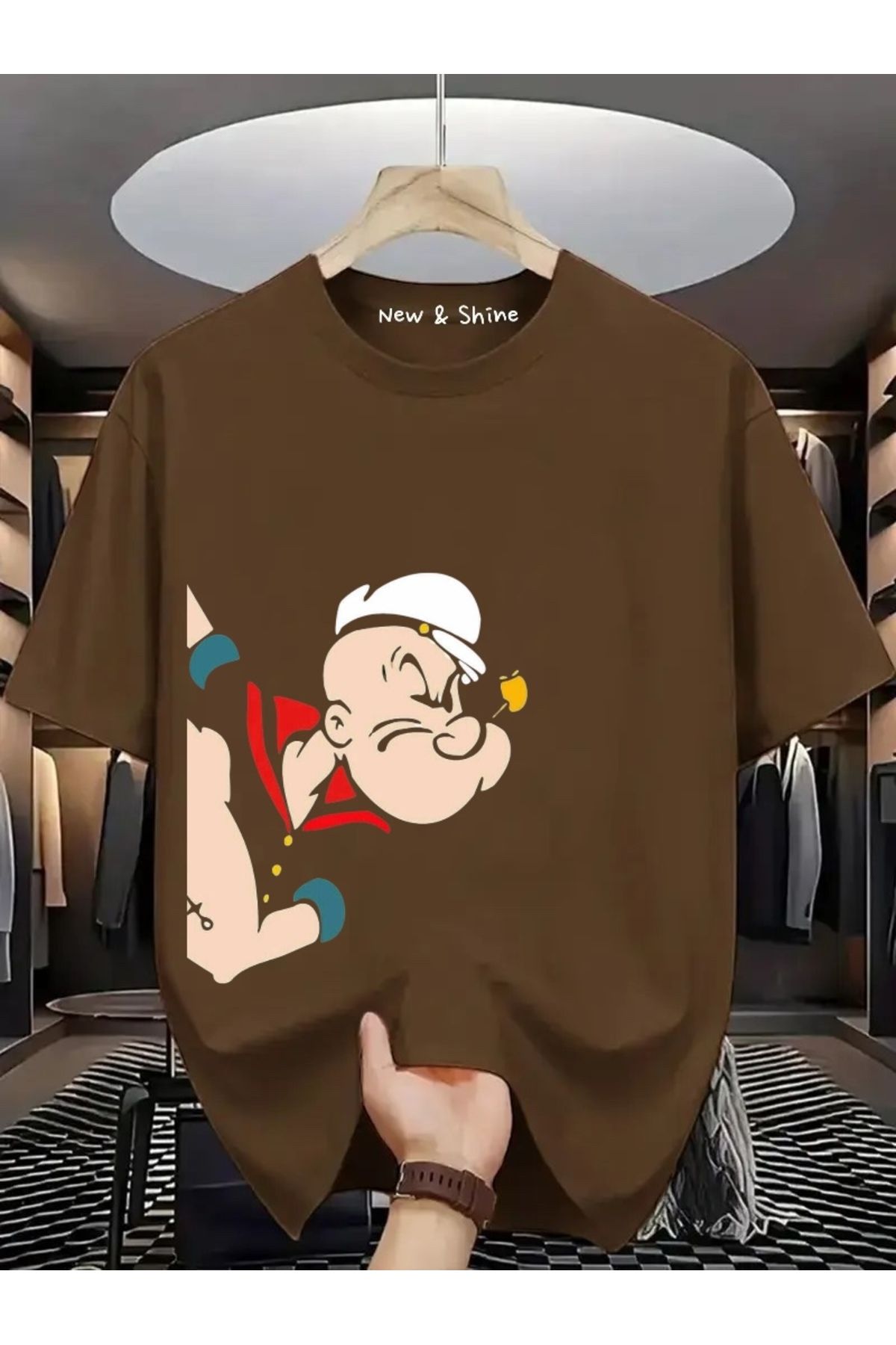 New Shine Temel Reis Yanda Baskılı Oversize T-Shirt