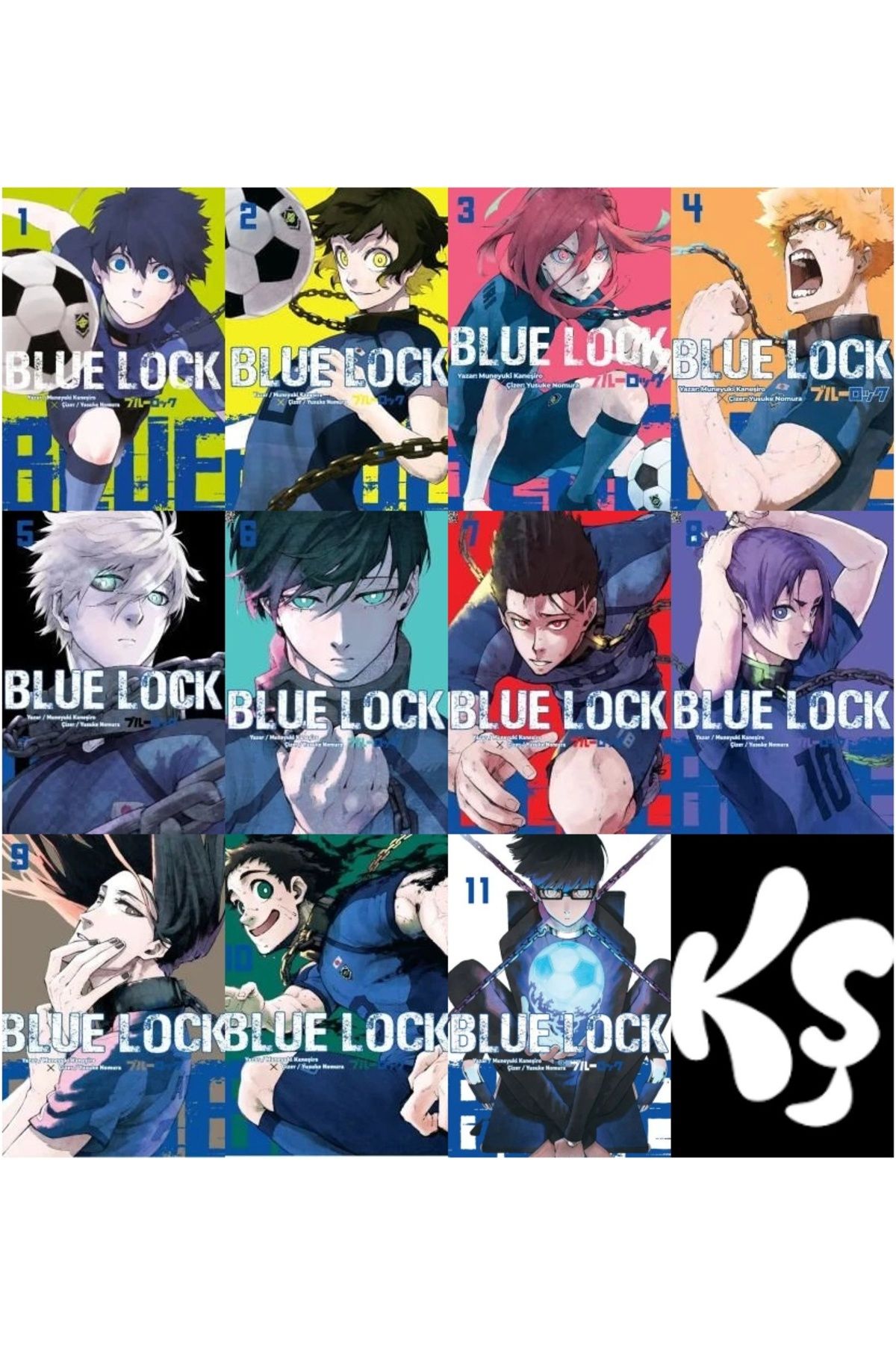 Komikşeyler Yayıncılık Blue Lock 1-2-3-4-5-6-7-8-9-10-11 manga seti (11 kitap) 1 adet anime poster hediyeli