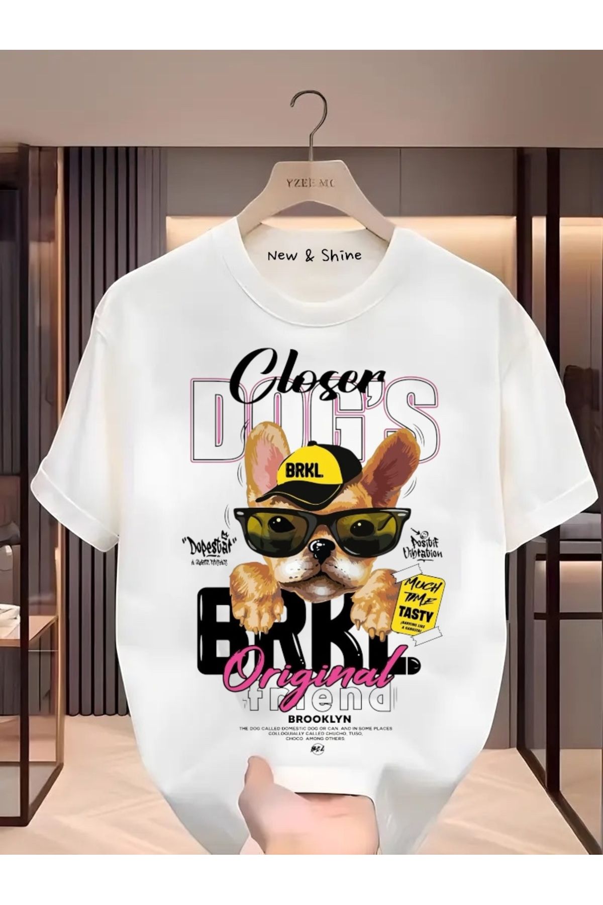 New Shine Köpek Baskılı Oversize T-Shirt