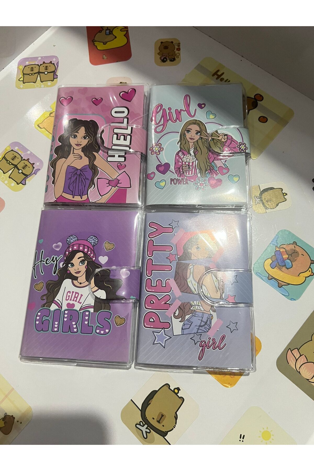 demirosa 4 ADET Sevimli Kız Karakterli Mini Not Defteri – Okul ve Günlük Kullanım için