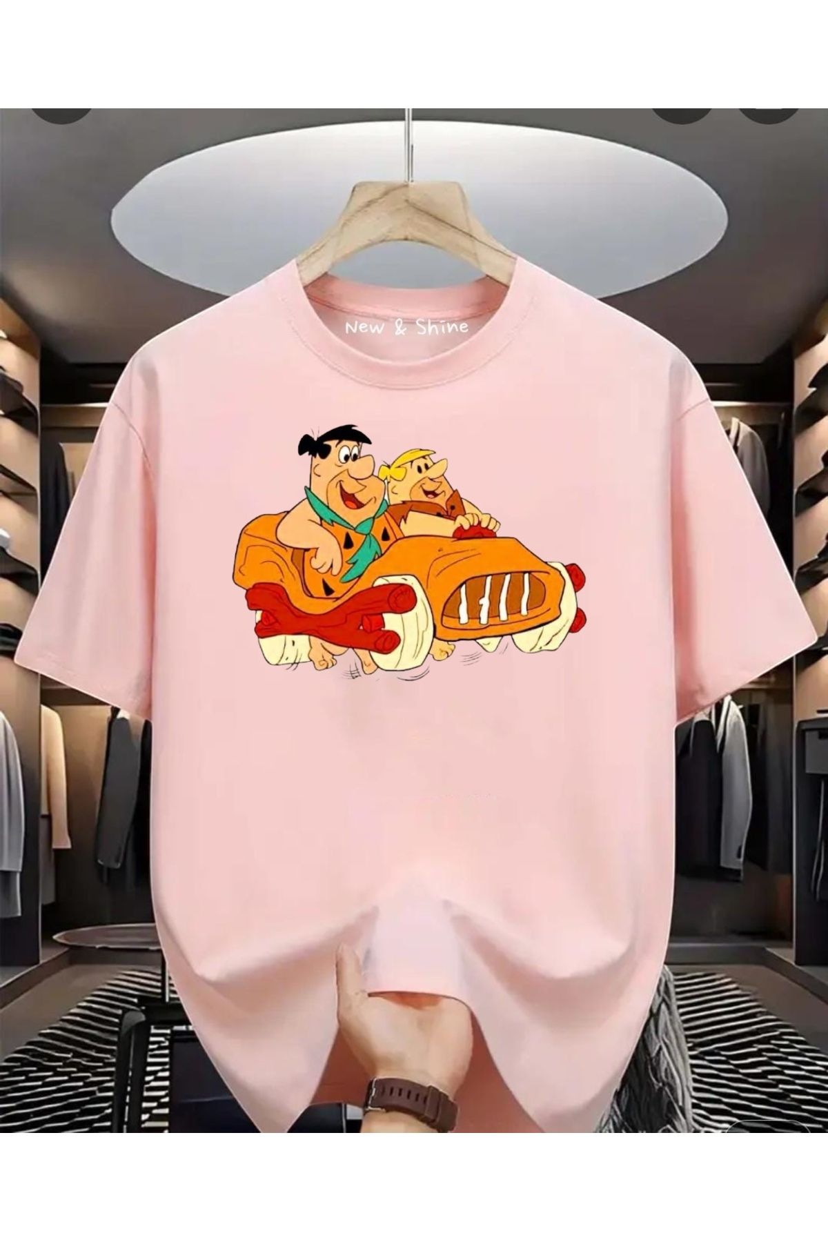 New Shine Çakmaktaş Baskılı Oversize T-Shirt