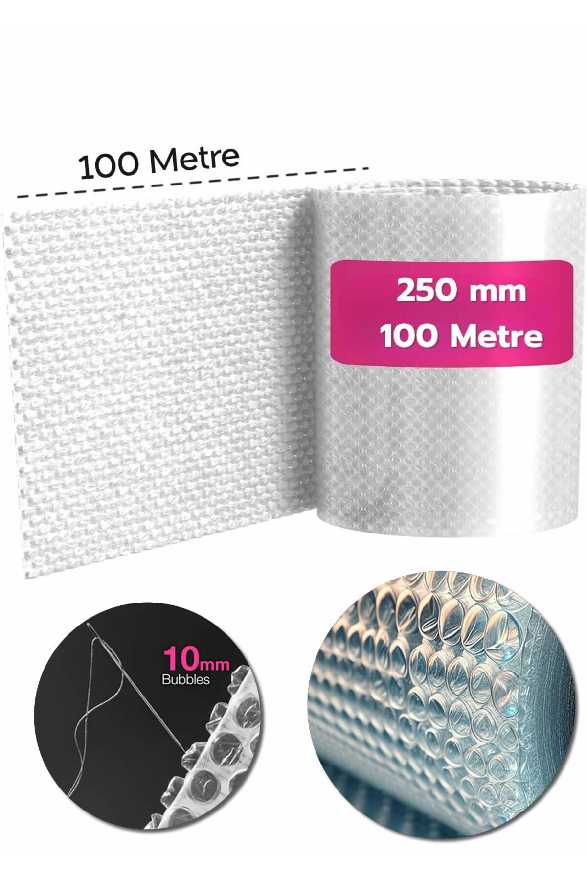 ARVALE 100 Metre X 25 Cm Balonlu Naylon Patpat Taşıma Poşeti Koruyucu Patpat | 1 Kg Pat Pat